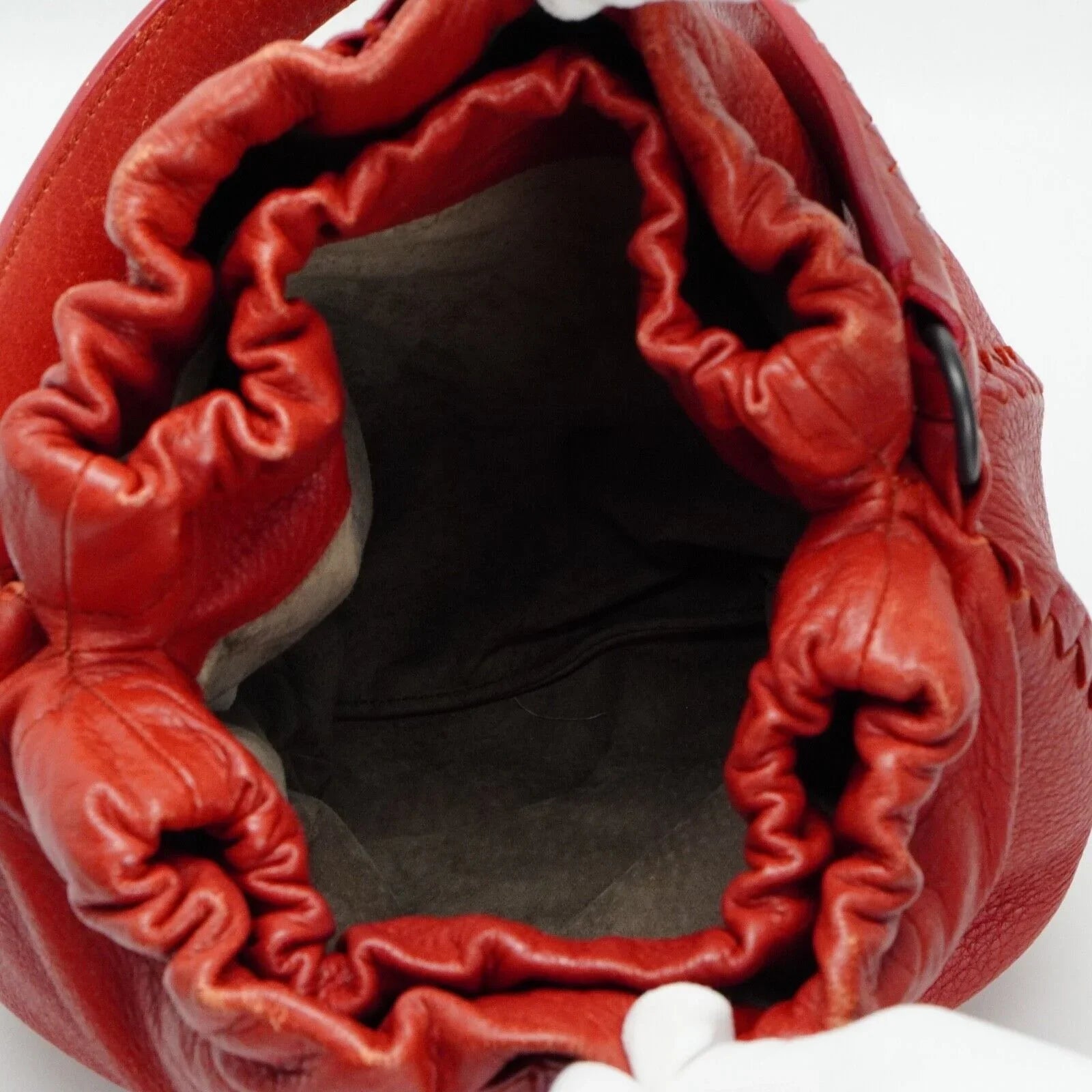 Bottega Veneta Double Drawstring Handbag Red