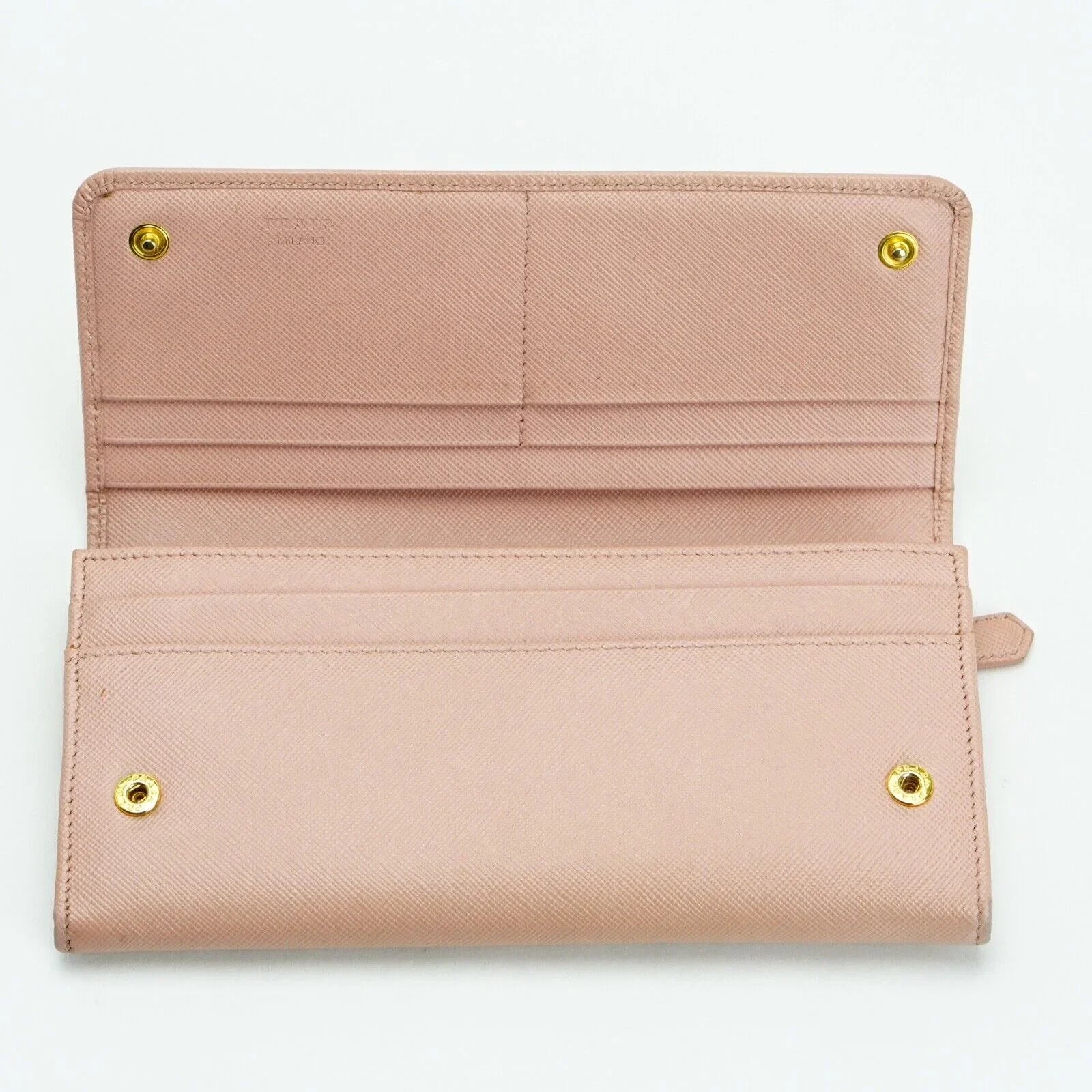 Prada Saffiano Peonia Fiocco Bow Continental Wallet Powder Pink - Lost Designer