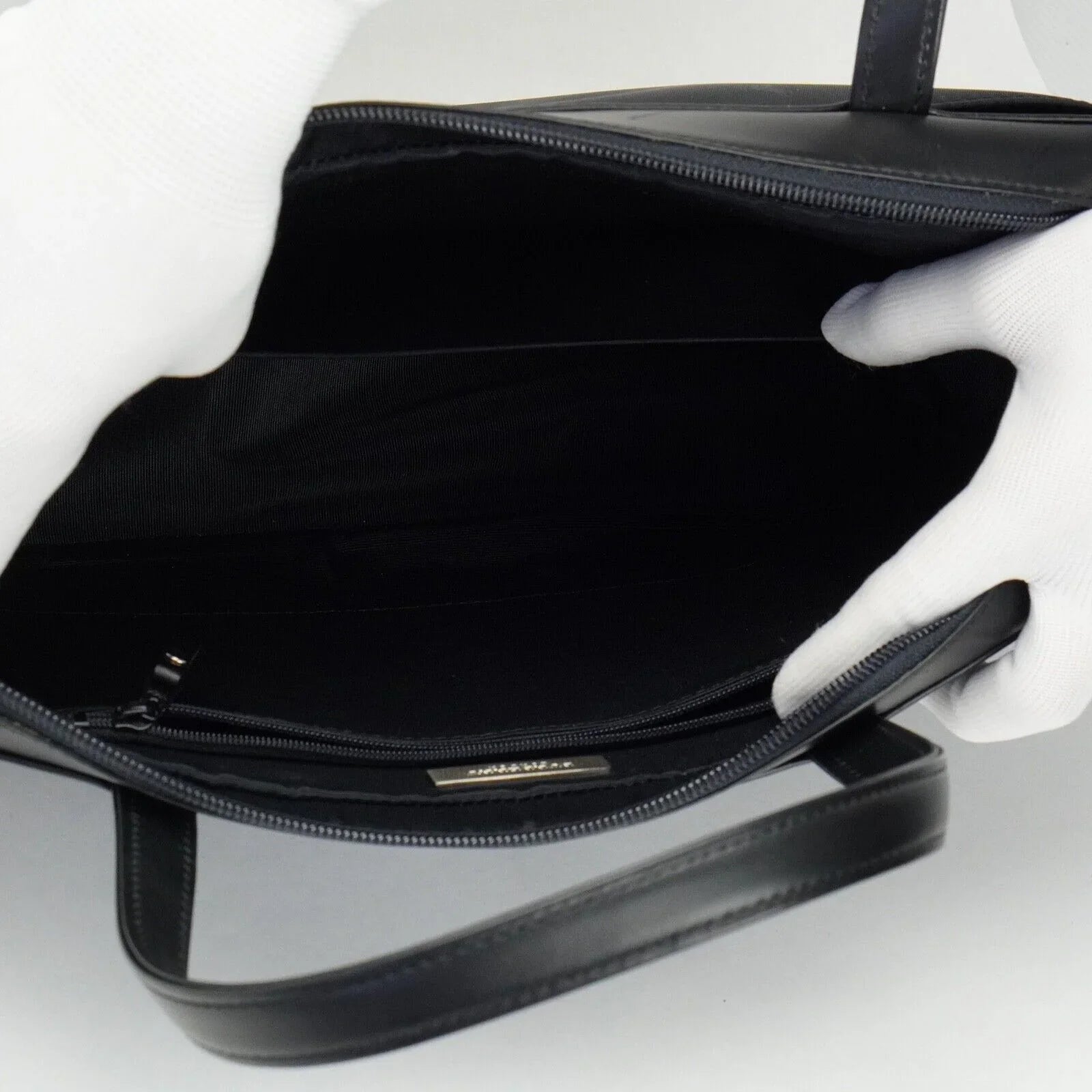 Burberry Nylon x Leather Checked Bag Black