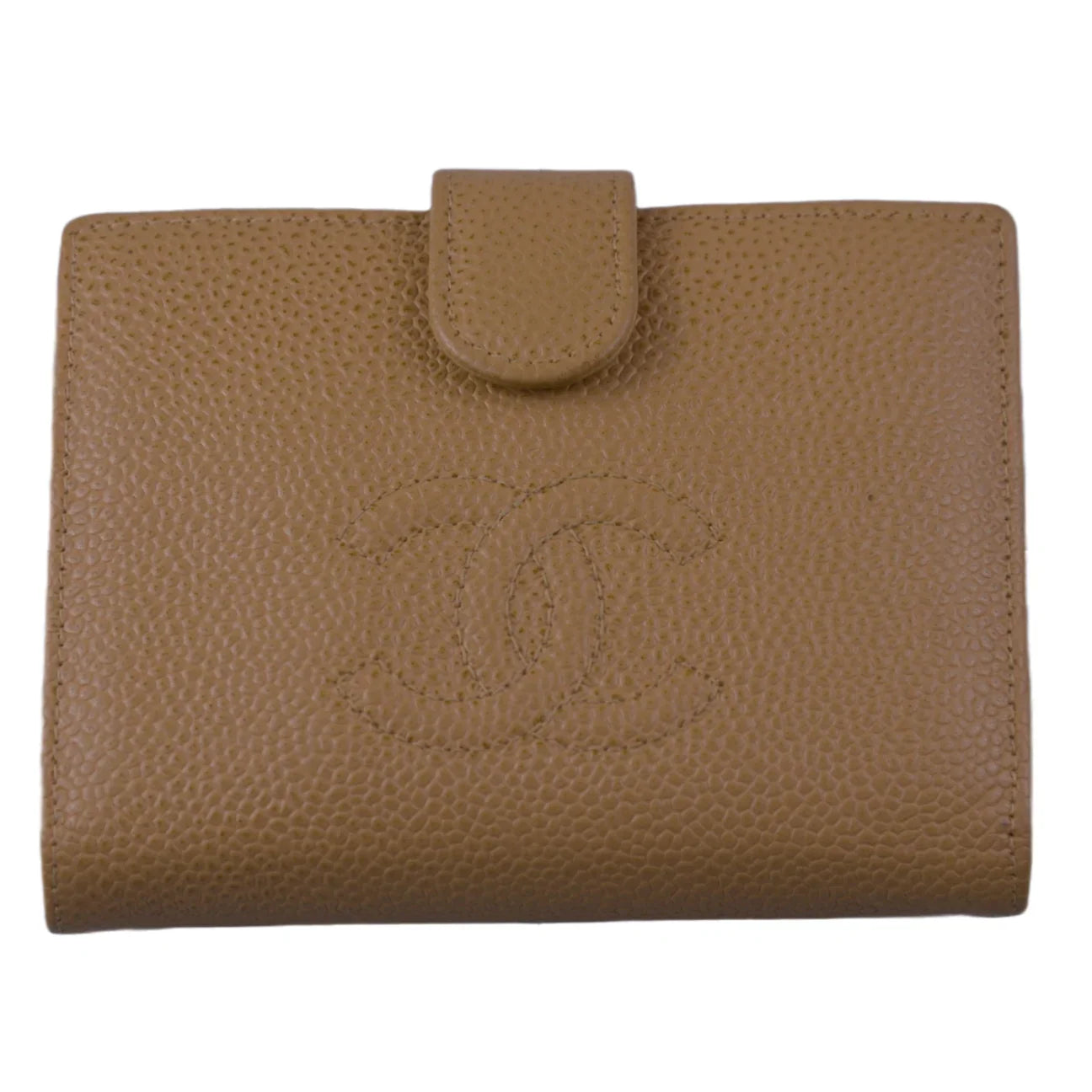 Chanel Caviar CC Timeless Bifold Wallet Beige