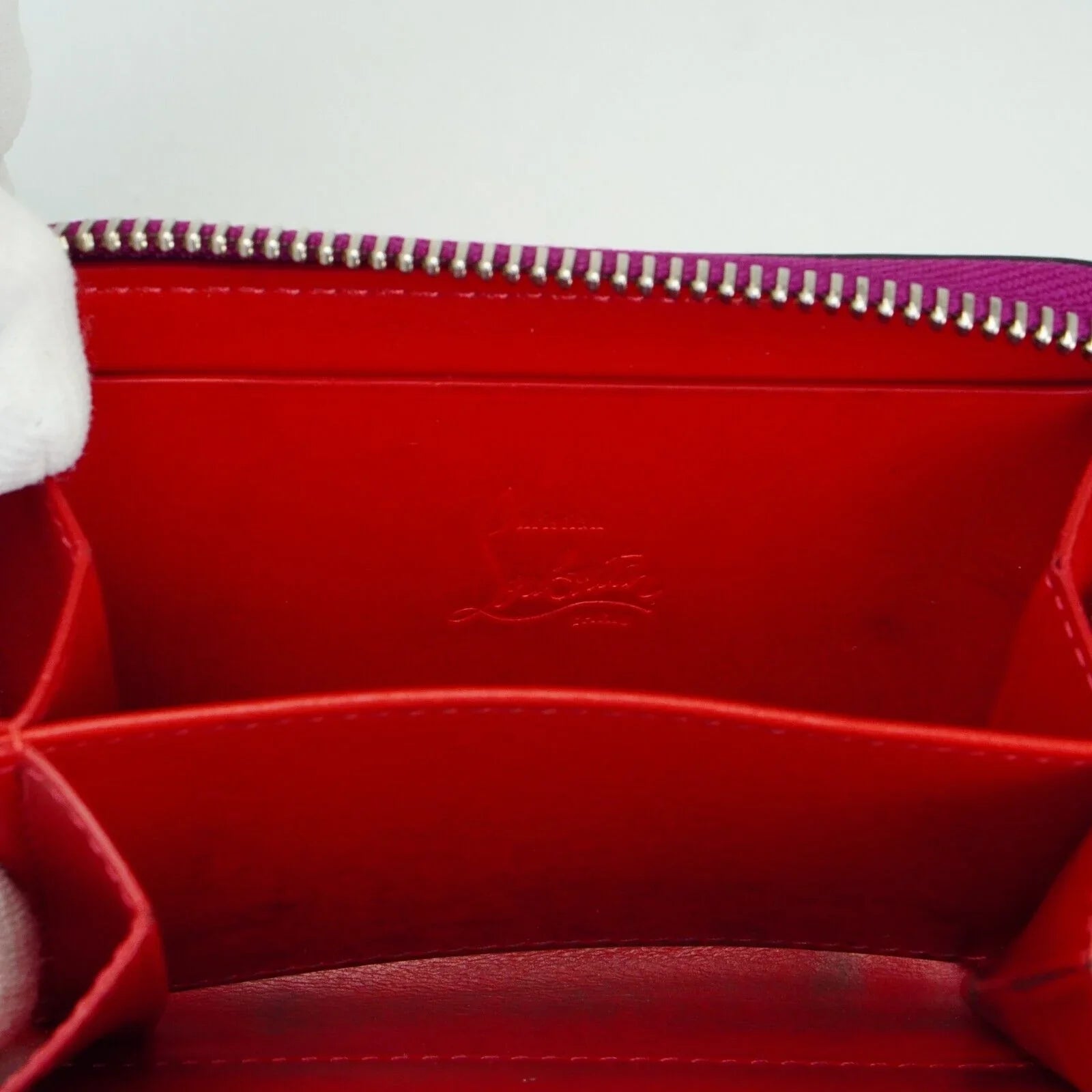 Christian Louboutin Studded Small Zipper Wallet Fuchsia