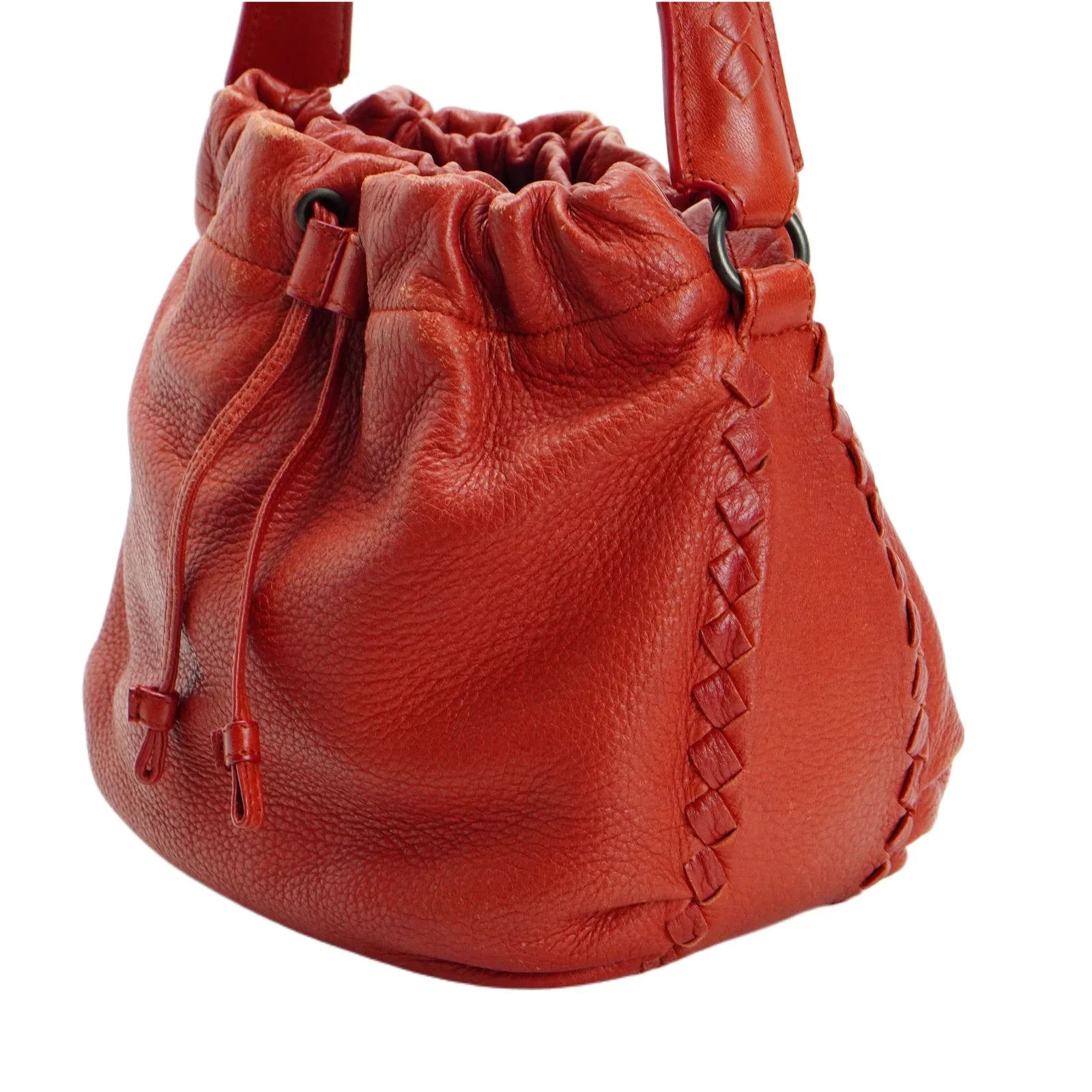 Bottega Veneta Double Drawstring Handbag Red