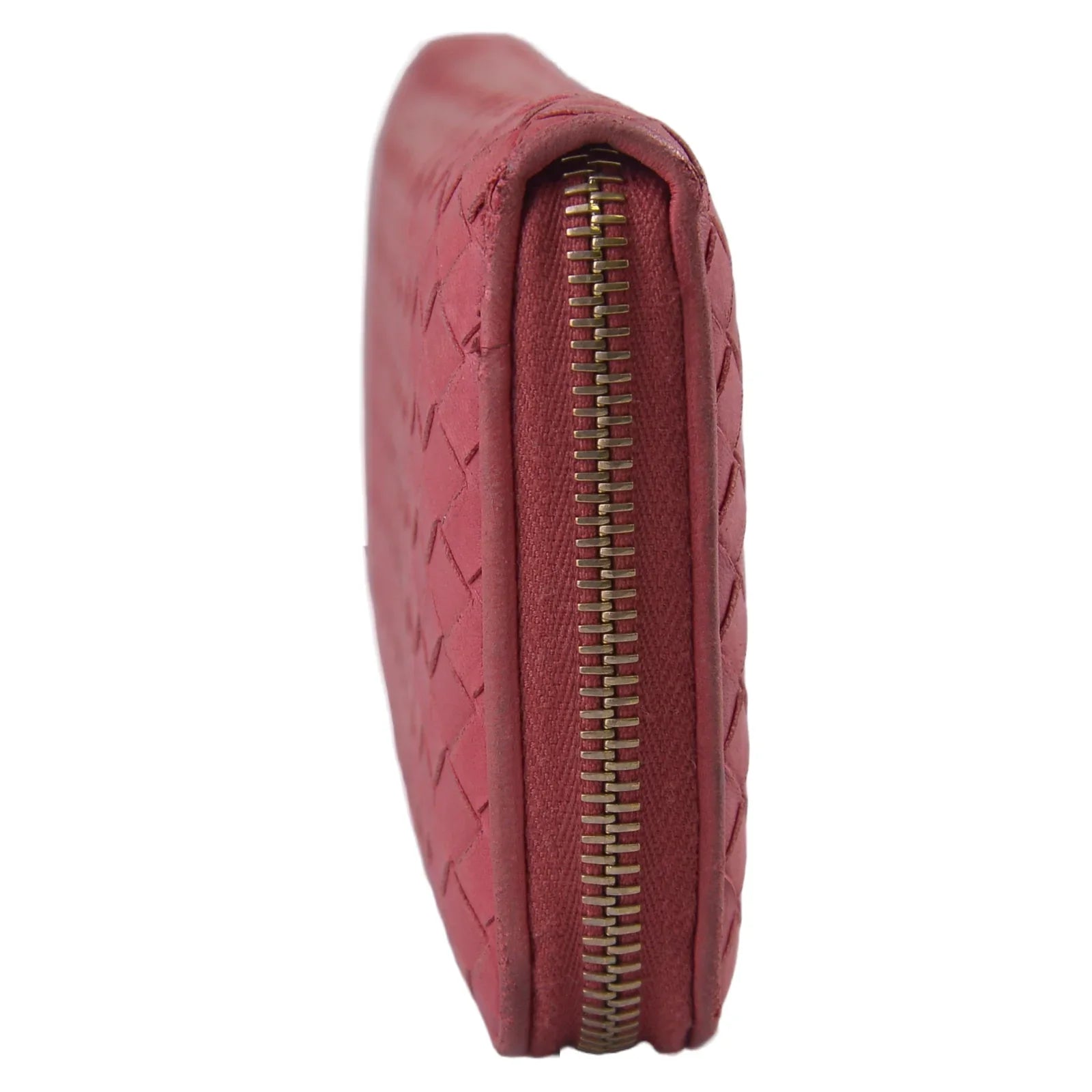 Bottega Veneta Intrecciato Zip Around Long Wallet Red