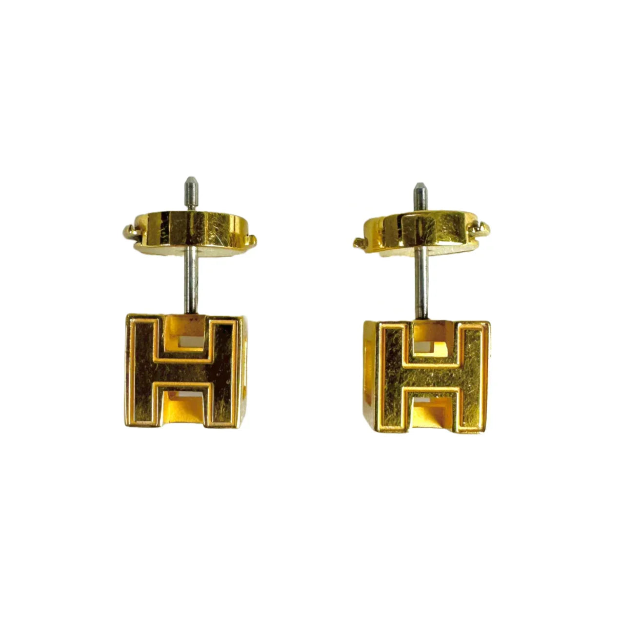 Hermes Cage D’H Earrings Orange