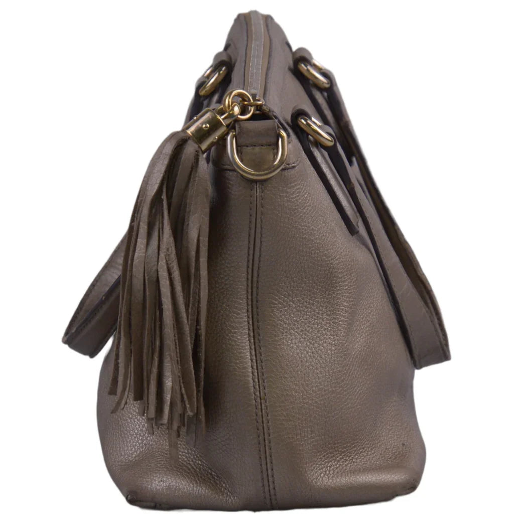 Gucci Interlocking GG Soho Working Tote Bag, Metallic Champagne - Lost Designer