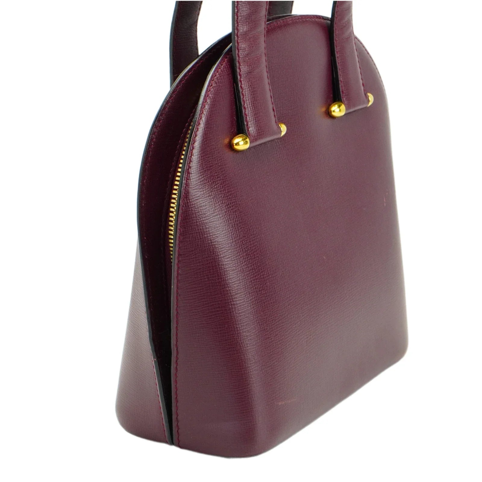 Cartier Leather Rounder Handbag Burgundy