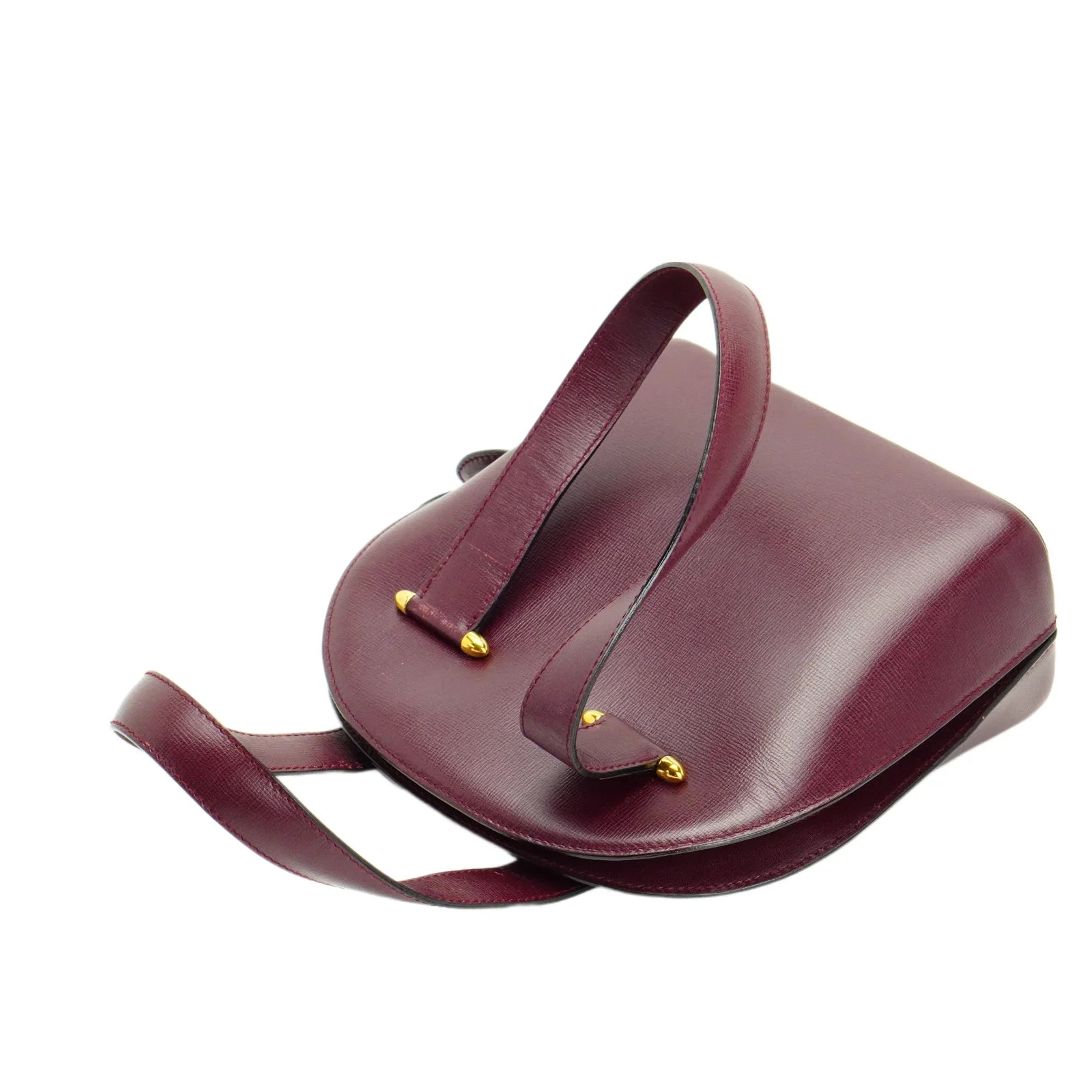 Cartier Leather Rounder Handbag Burgundy