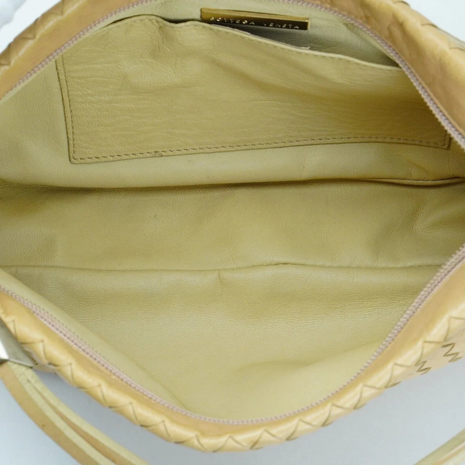 Bottega Veneta Intrecciato Leather Shoulder Bag Beige - Lost Designer