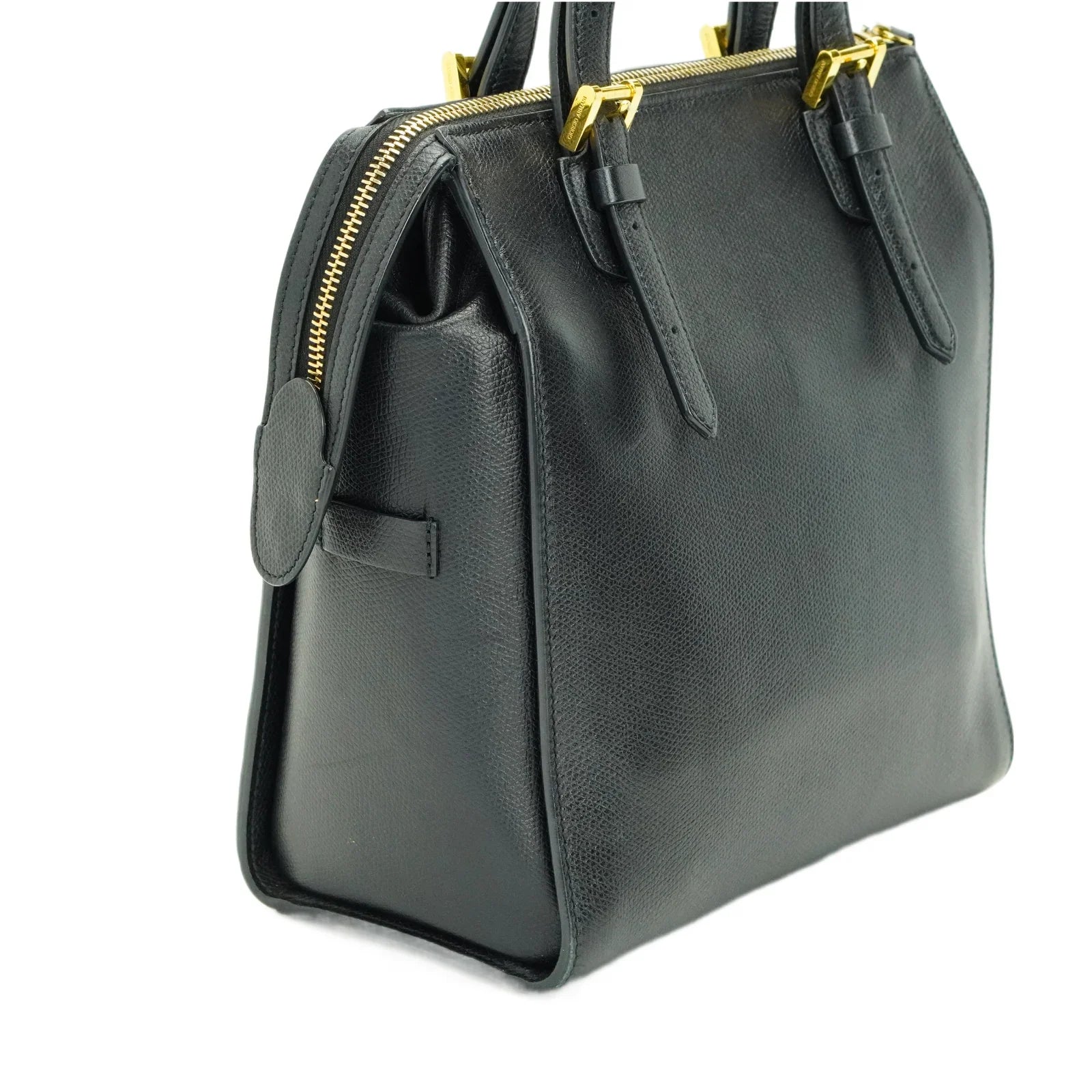 Giorgio Armani Square Leather Bag Black - Lost Designer