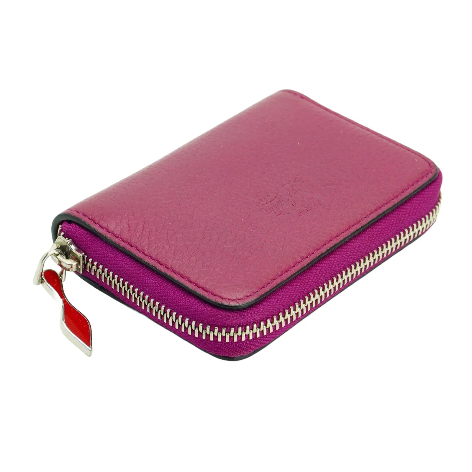 Christian Louboutin Studded Small Zipper Wallet Fuchsia