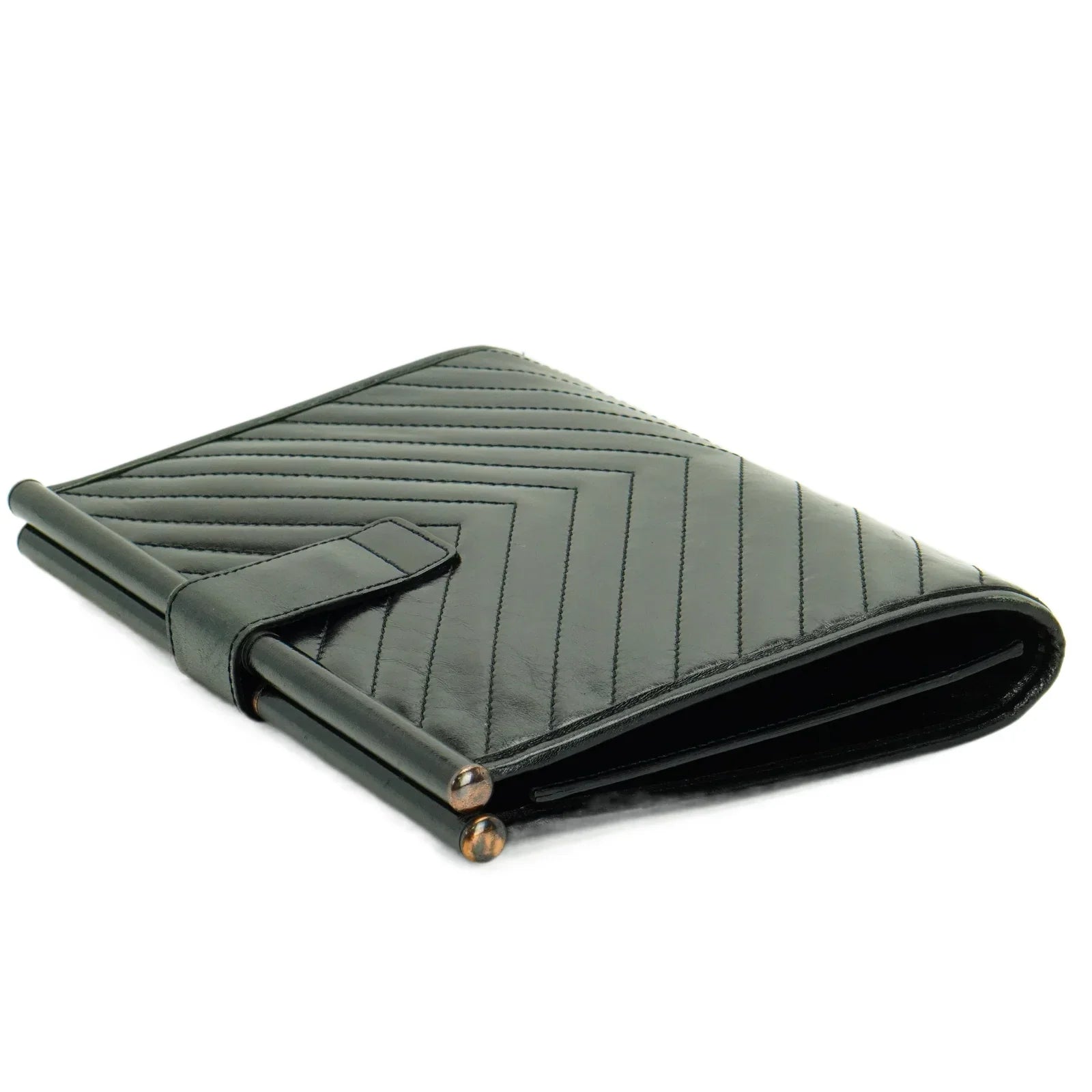 YSL Yves Saint Laurent Quilted Leather Clutch Bag Black