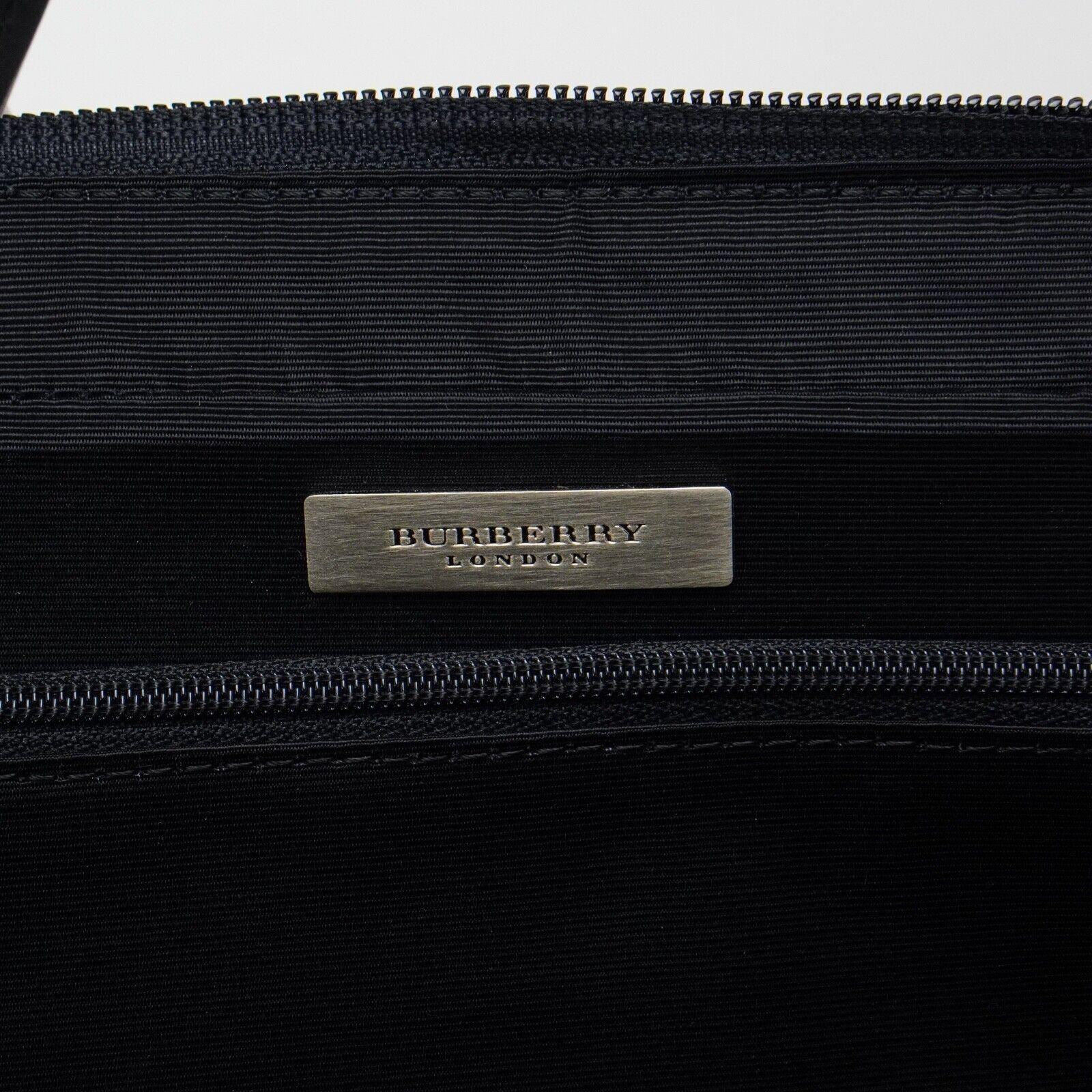 Burberry Nylon x Leather Checked Bag Black