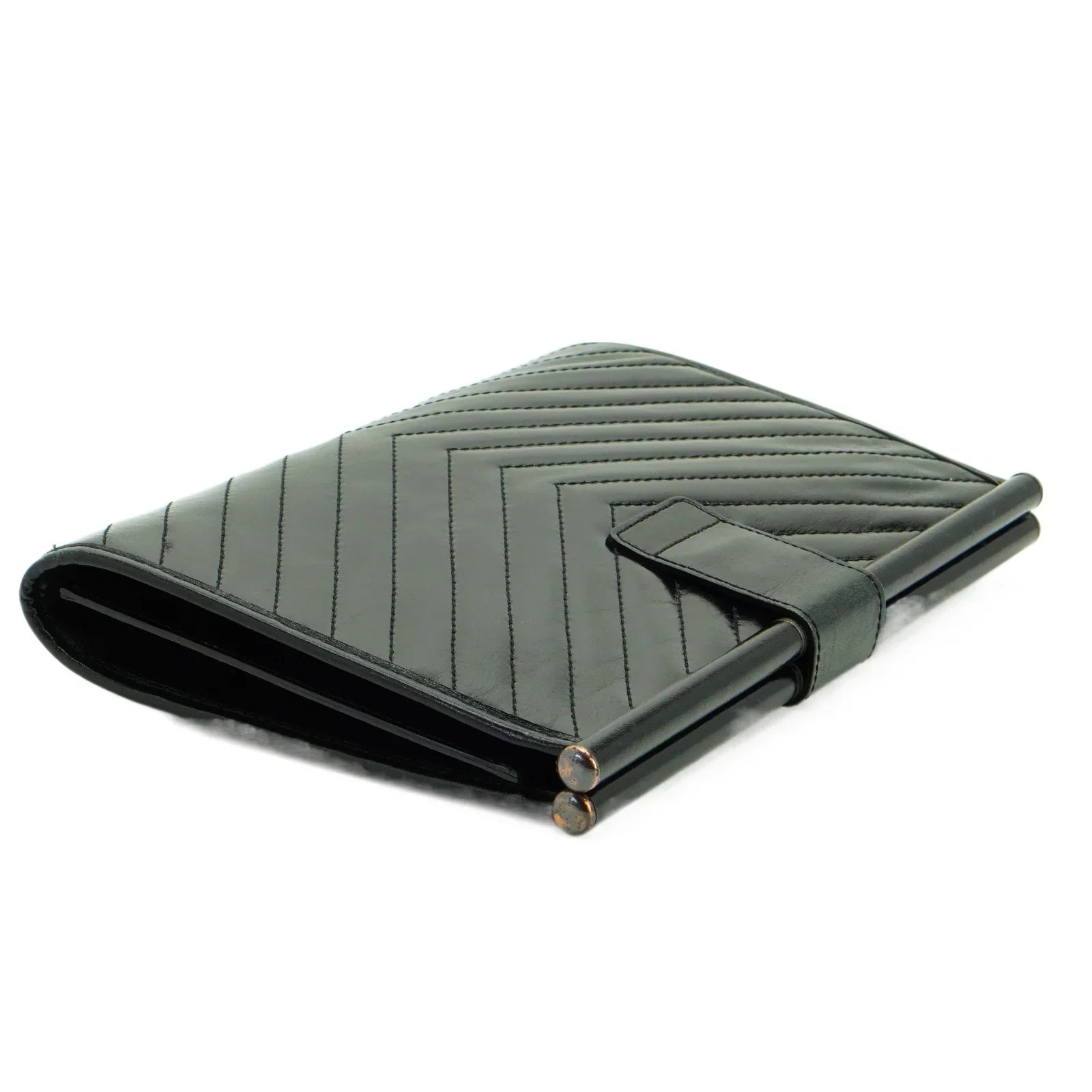 YSL Yves Saint Laurent Quilted Leather Clutch Bag Black