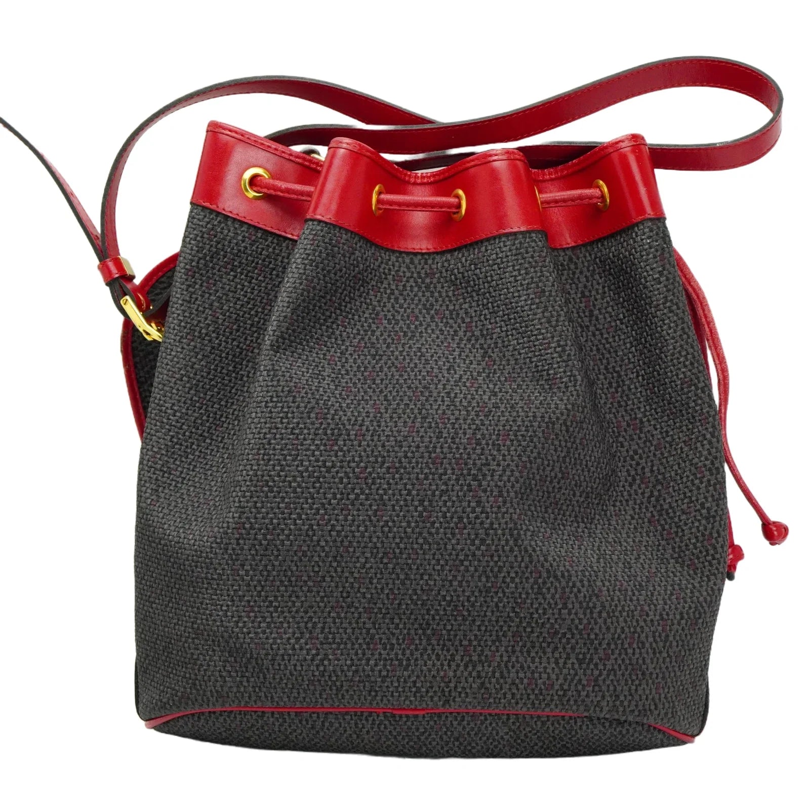 Yves Saint Laurent YSL Noe Canvas Bucket Drawstring Bag Red