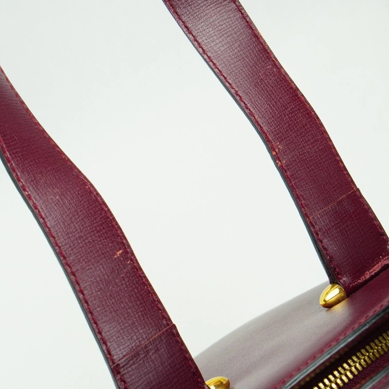 Cartier Leather Rounder Handbag Burgundy