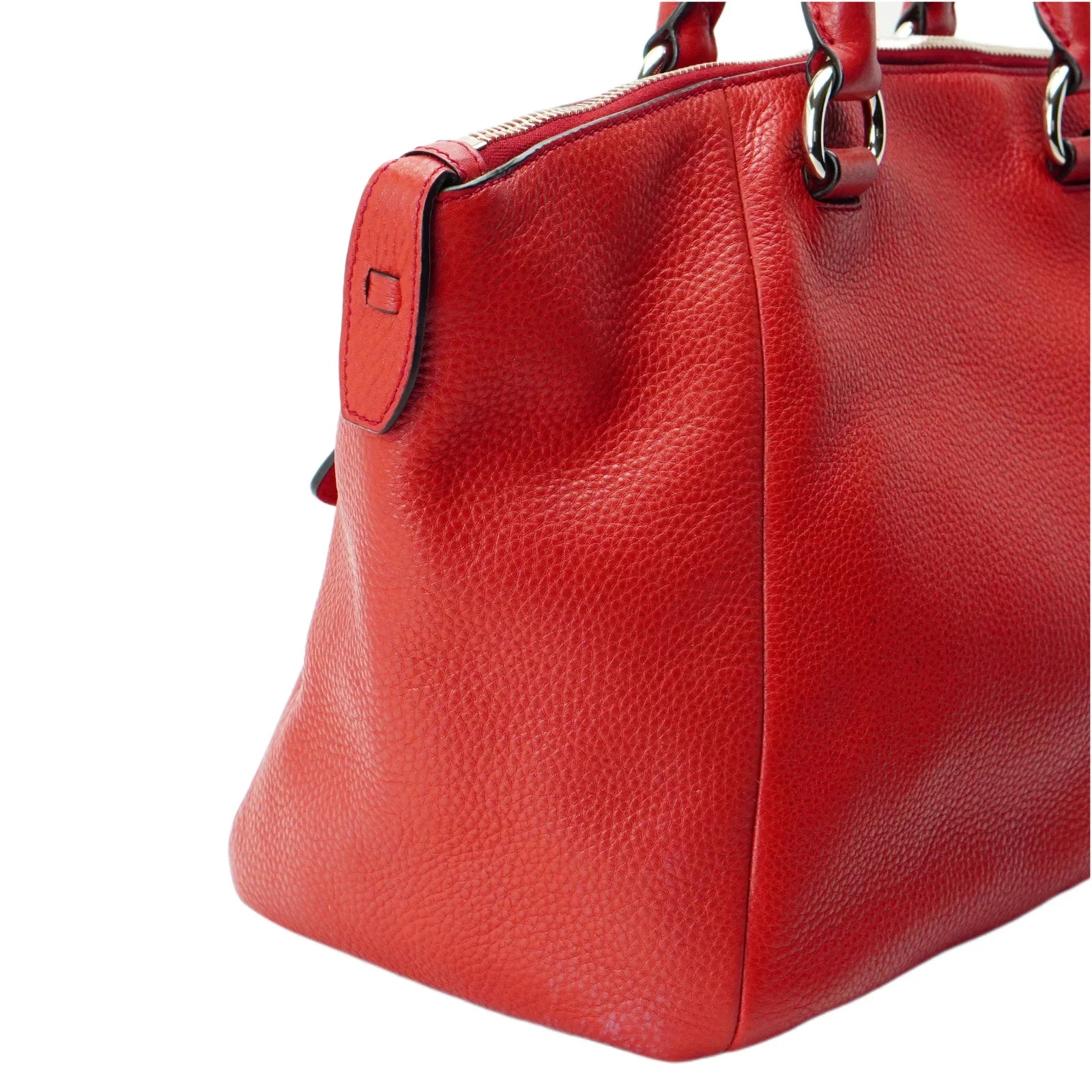 Prada Vitello Daino Pebbled Leather Tote Bag Red