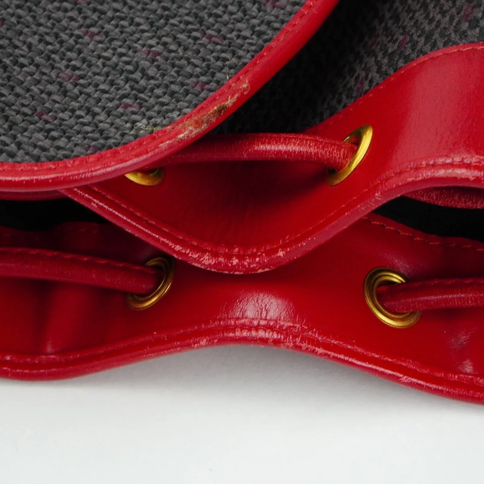 Yves Saint Laurent YSL Noe Canvas Bucket Drawstring Bag Red