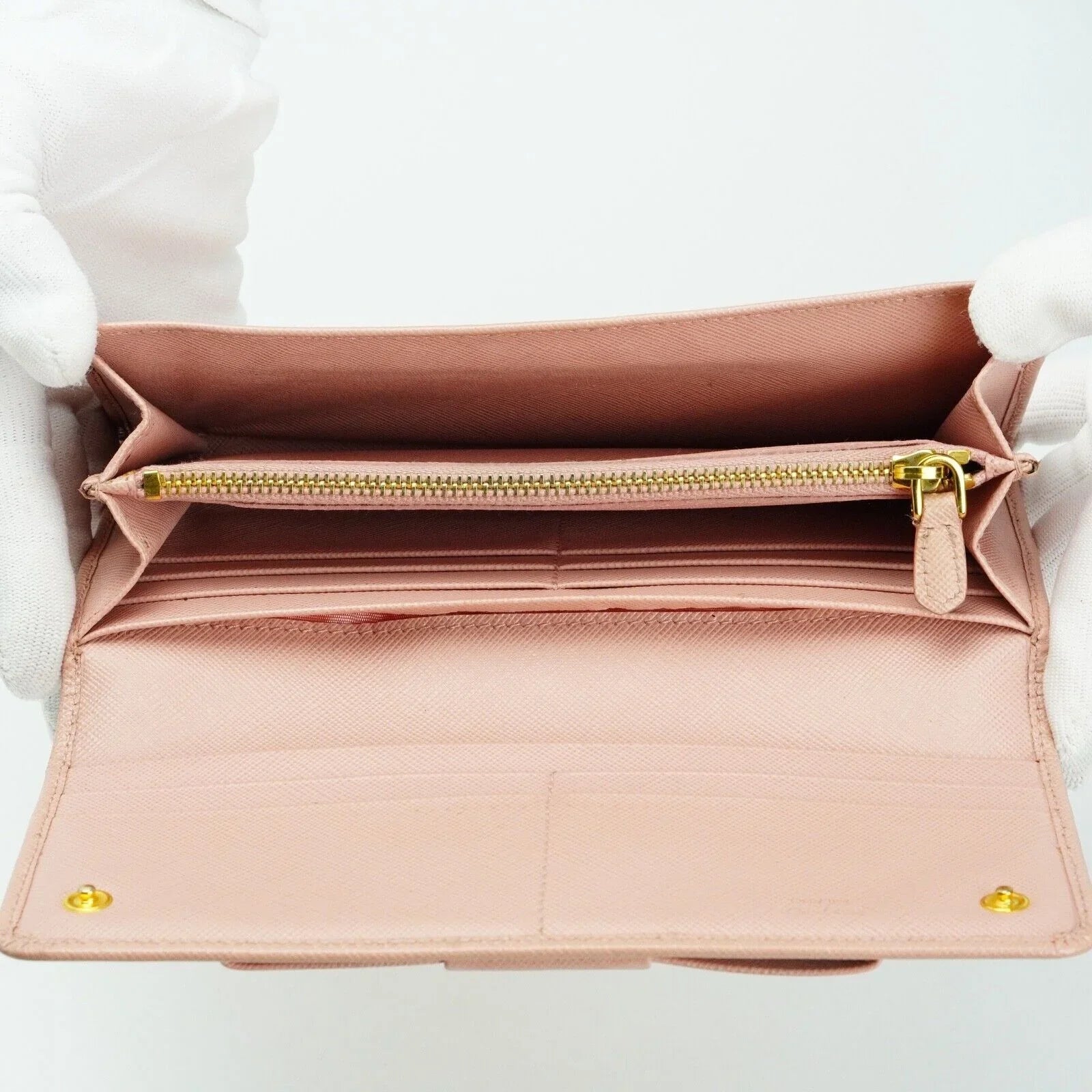 Prada Saffiano Peonia Fiocco Bow Continental Wallet Powder Pink - Lost Designer
