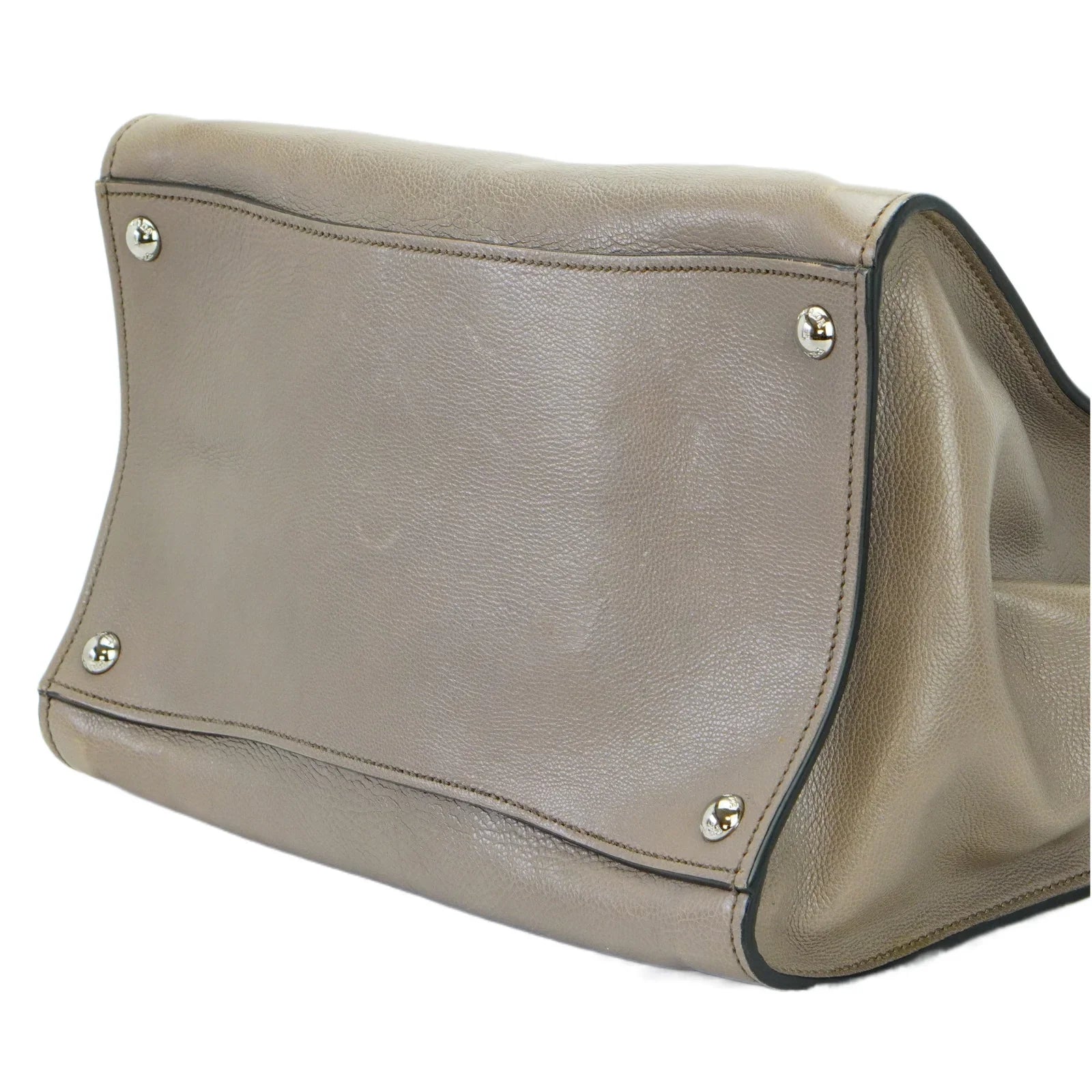 Prada Twin Pocket Tote Glace Calf Leather Bag Taupe