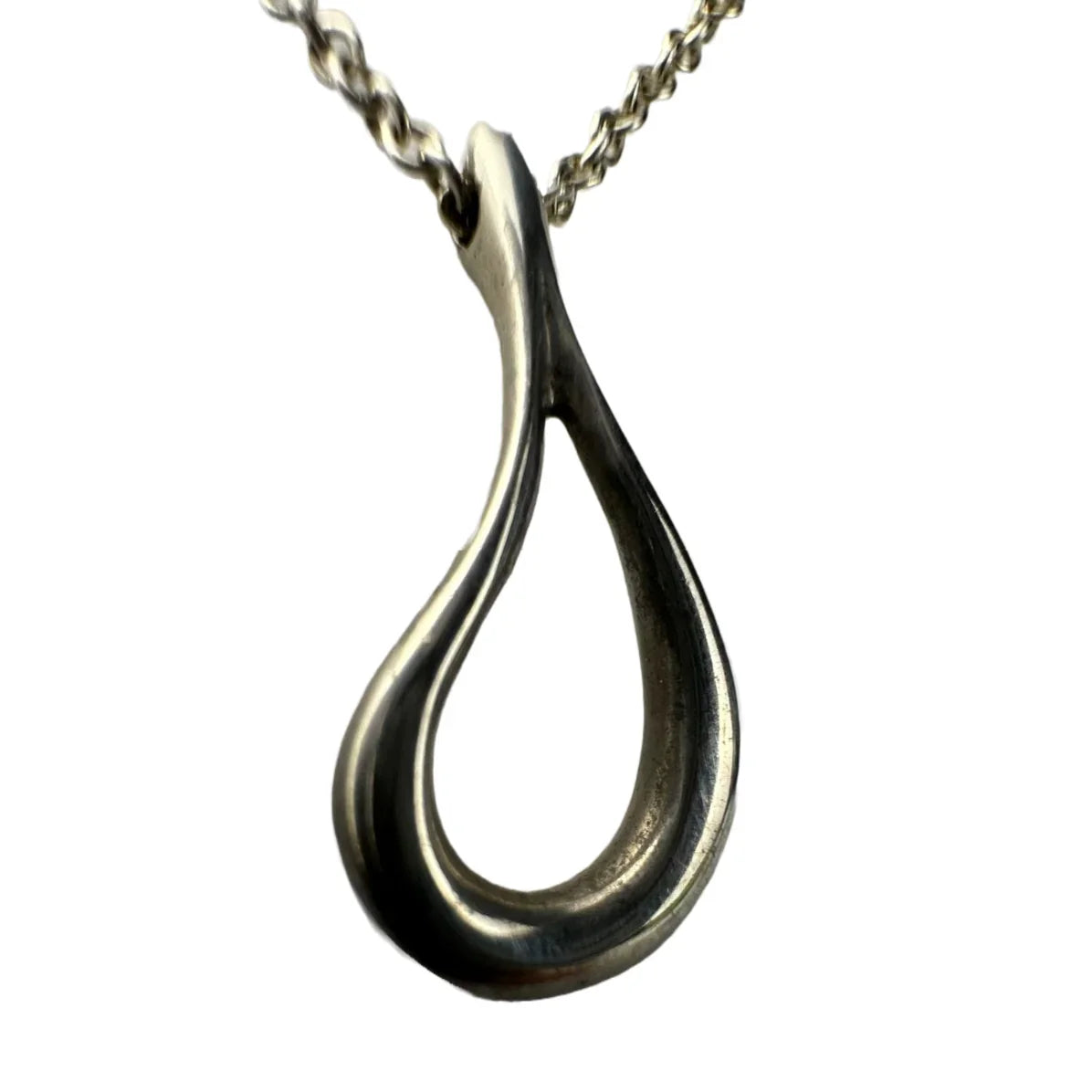 Tiffany & Co Open Teardrop Pendant Necklace Sterling Silver