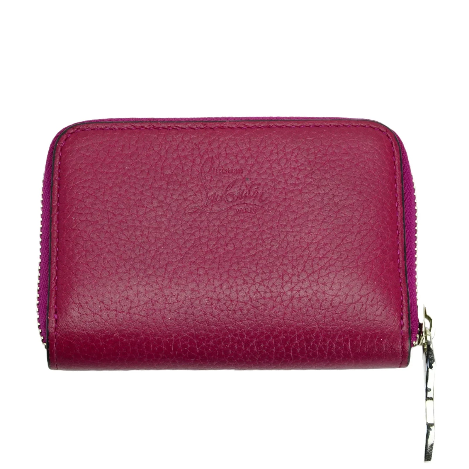 Christian Louboutin Studded Small Zipper Wallet Fuchsia
