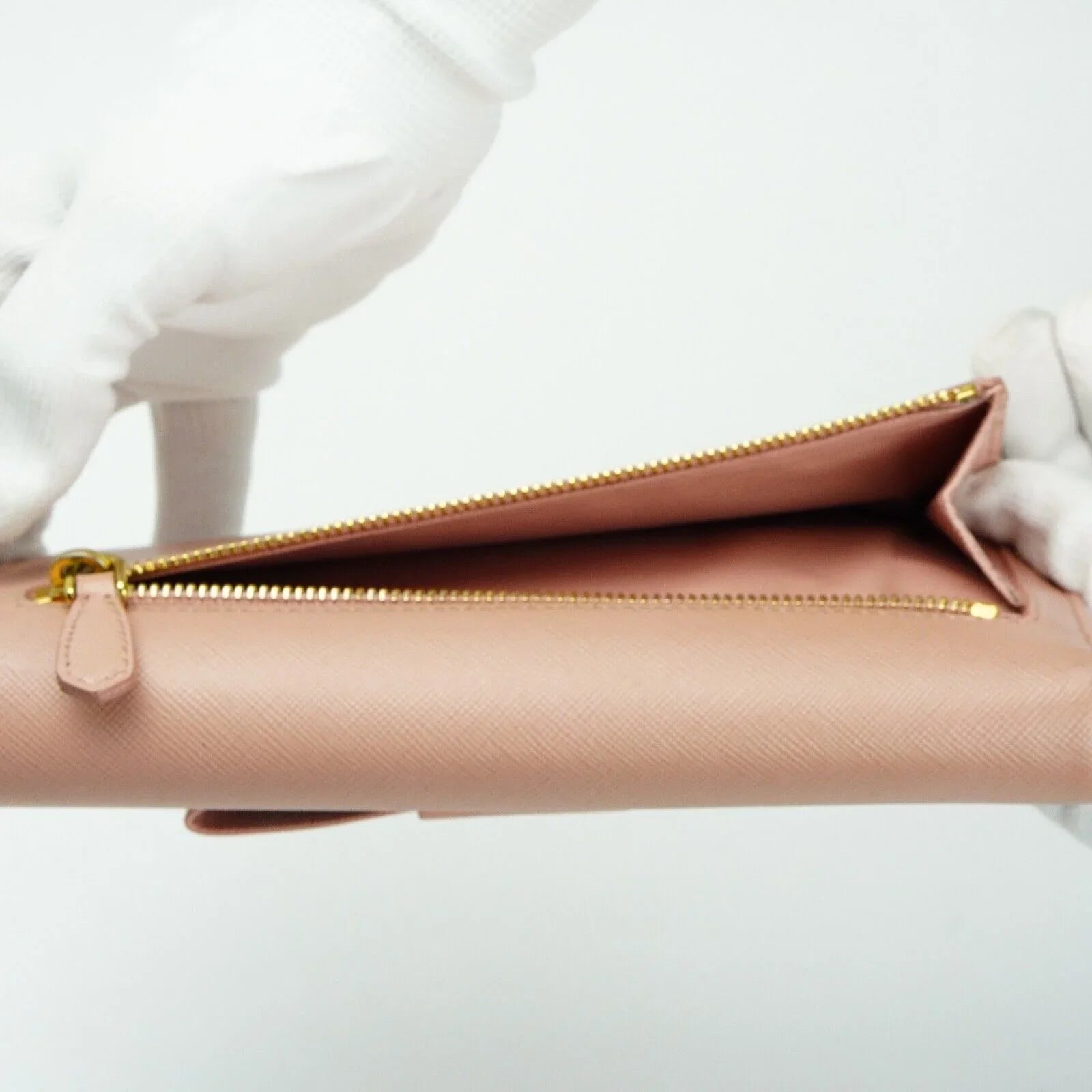 Prada Saffiano Peonia Fiocco Bow Continental Wallet Powder Pink - Lost Designer