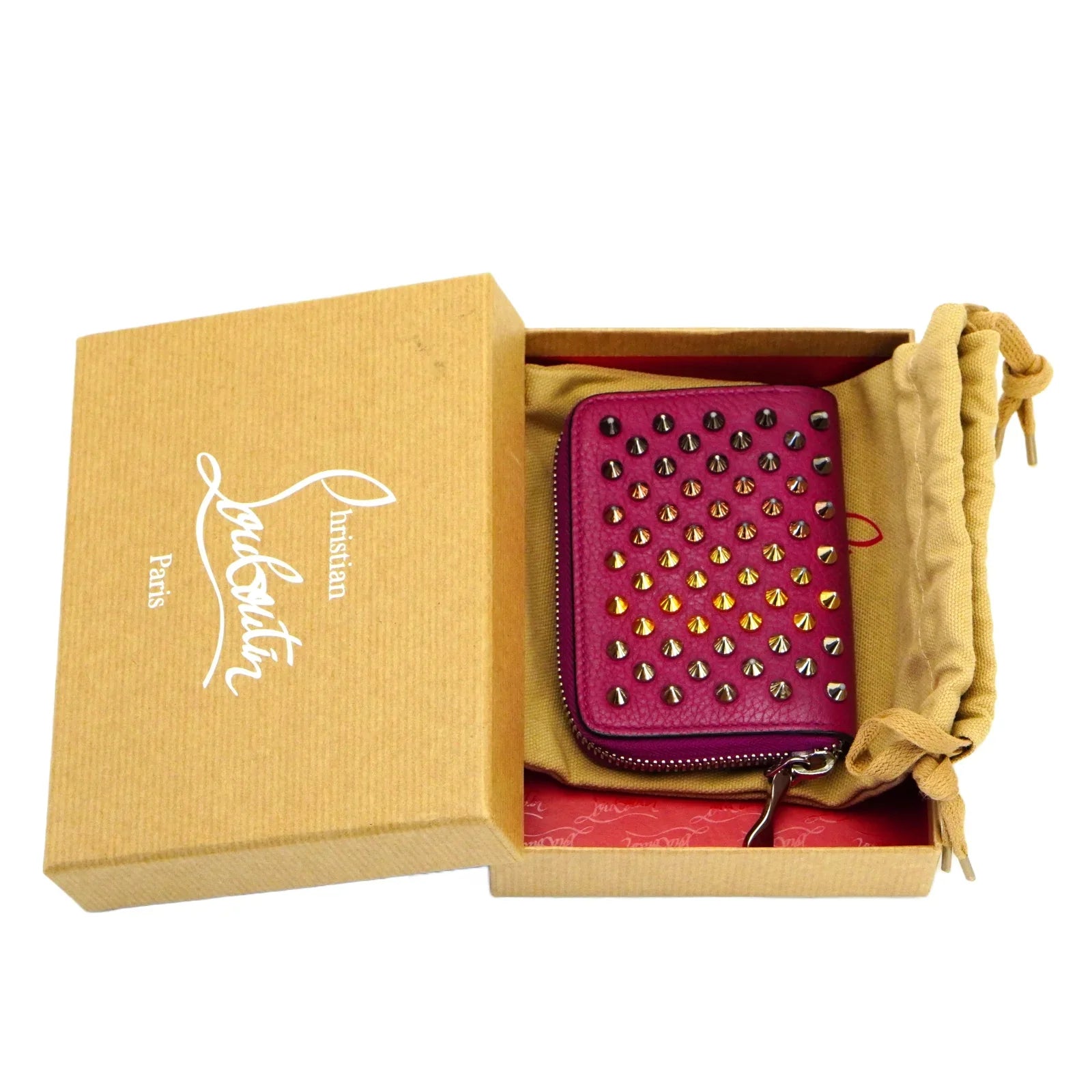 Christian Louboutin Studded Small Zipper Wallet Fuchsia