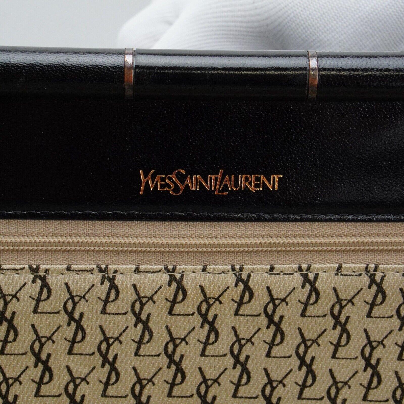 YSL Yves Saint Laurent Quilted Leather Clutch Bag Black