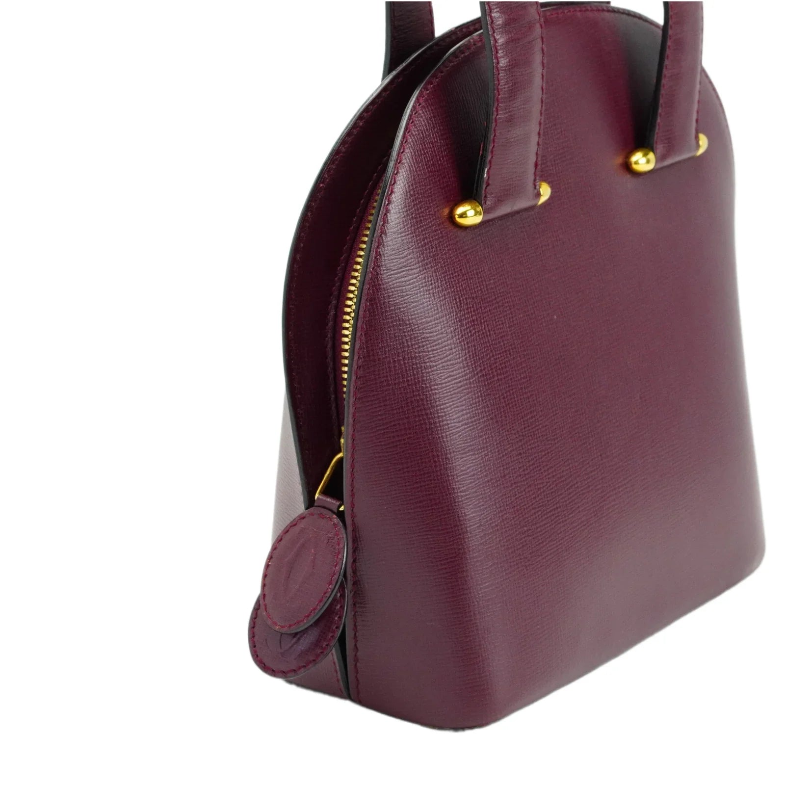 Cartier Leather Rounder Handbag Burgundy