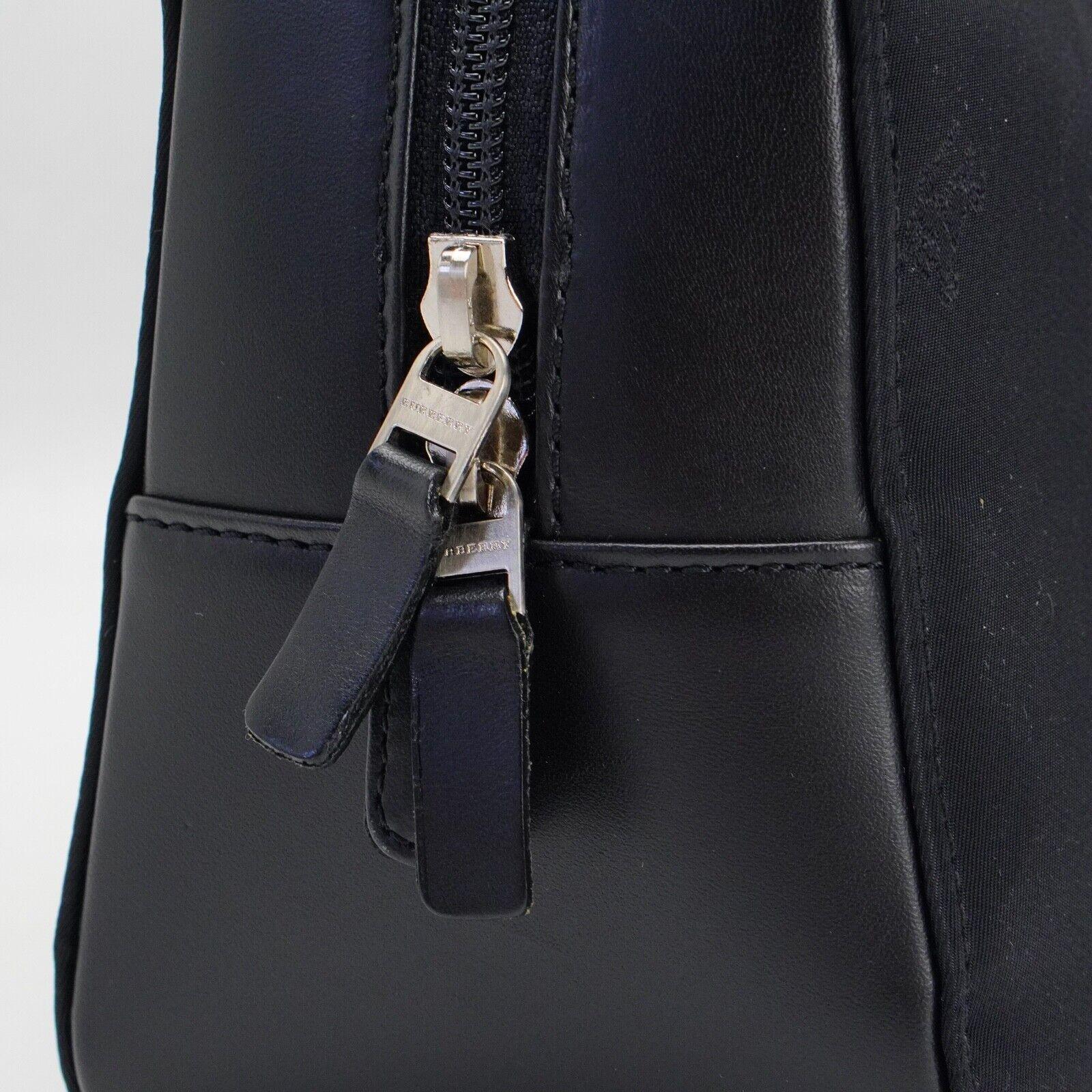 Burberry Nylon x Leather Checked Bag Black