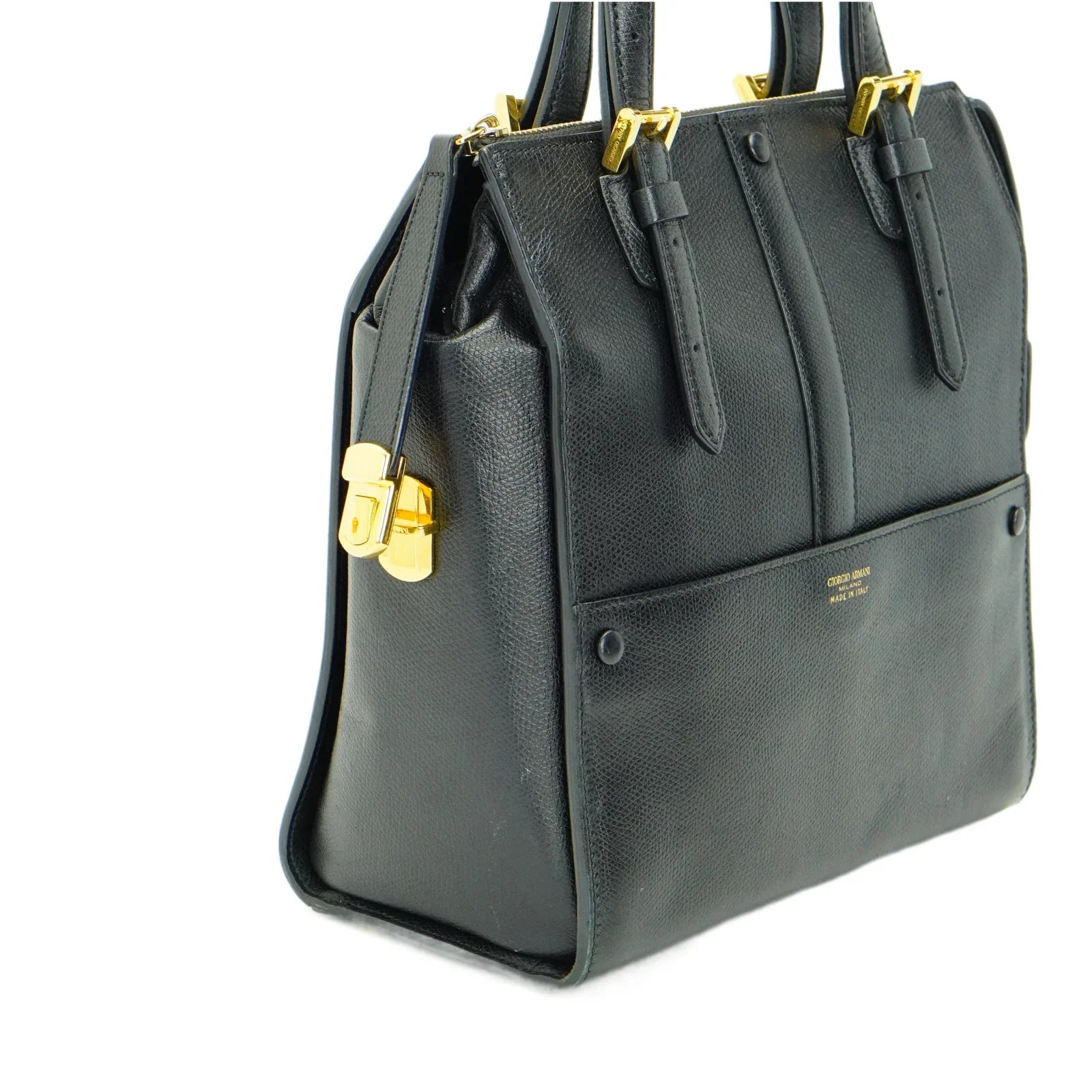 Giorgio Armani Square Leather Bag Black - Lost Designer