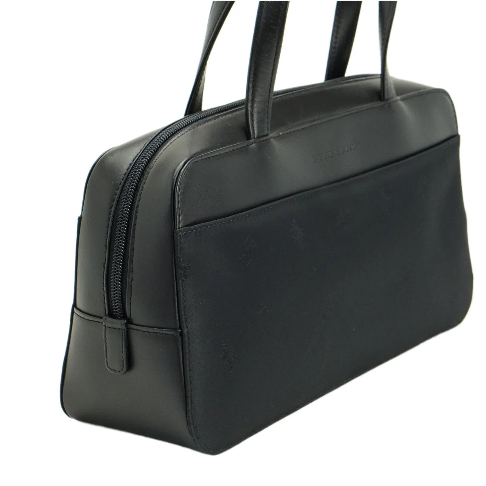 Burberry Nylon x Leather Checked Bag Black