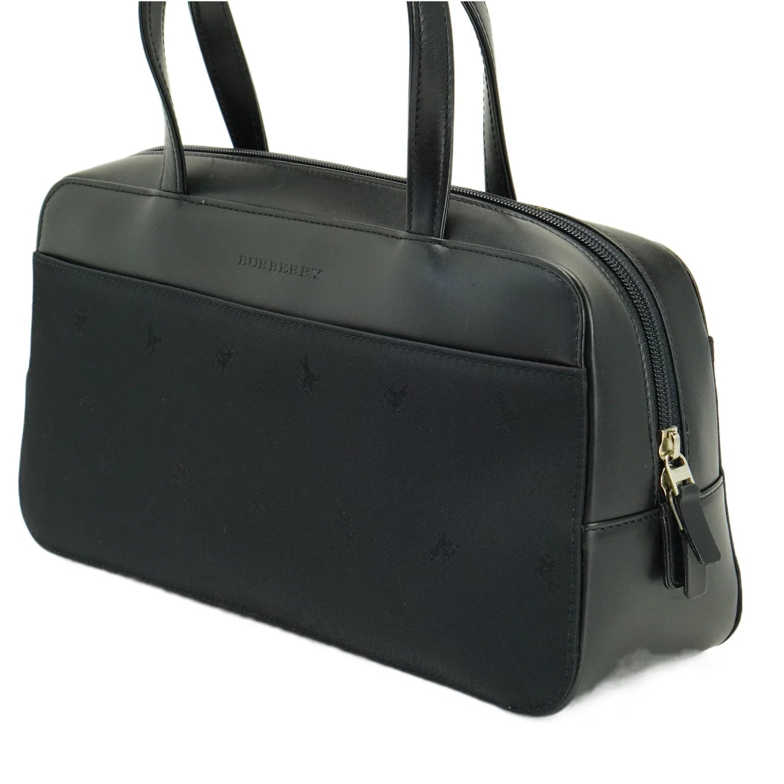 Burberry Nylon x Leather Checked Bag Black