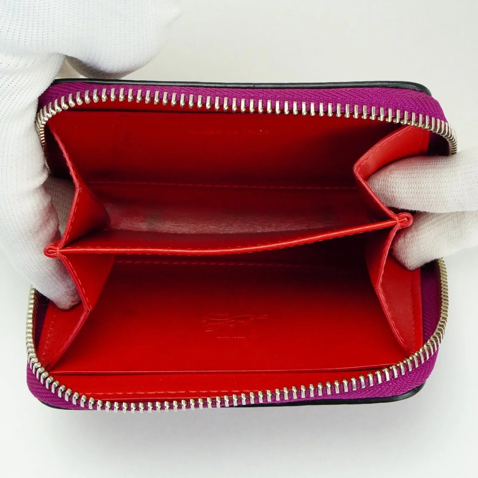 Christian Louboutin Studded Small Zipper Wallet Fuchsia