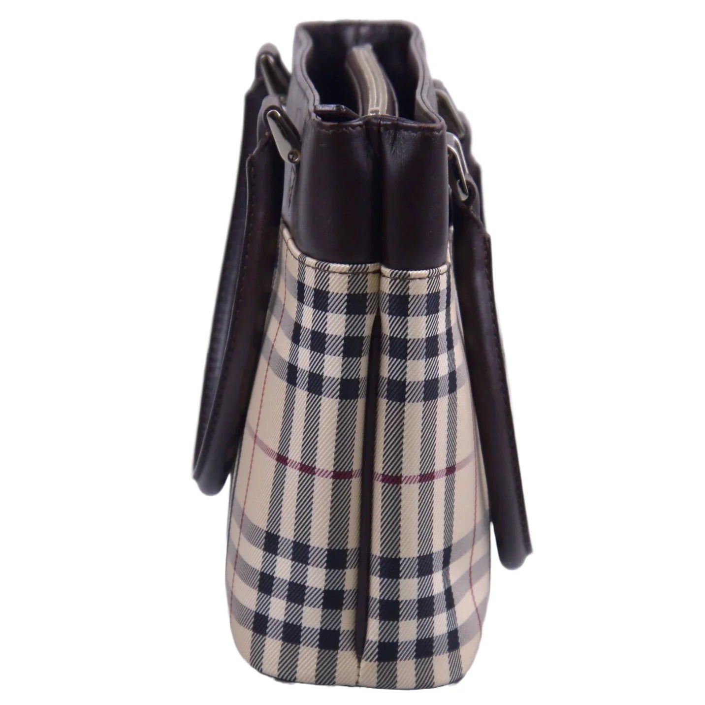Burberry Plaid Canvas x Leather Mini Handbag