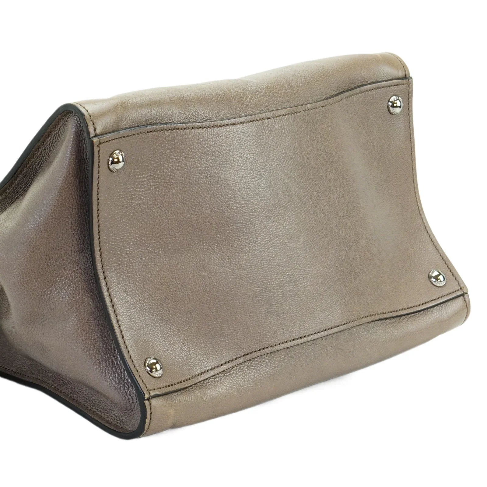Prada Twin Pocket Tote Glace Calf Leather Bag Taupe
