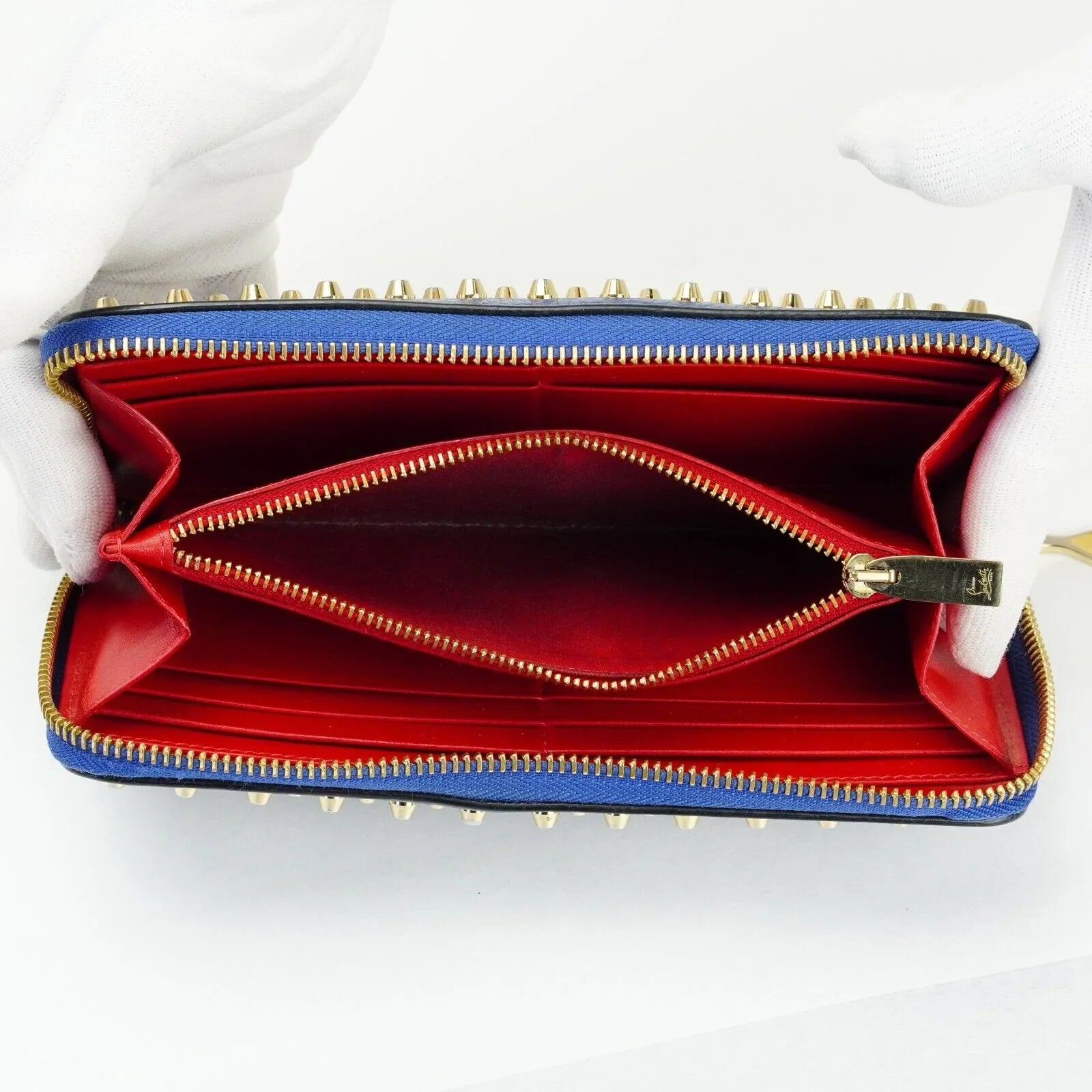 Christian Louboutin Panettone Spike Long Wallet Blue