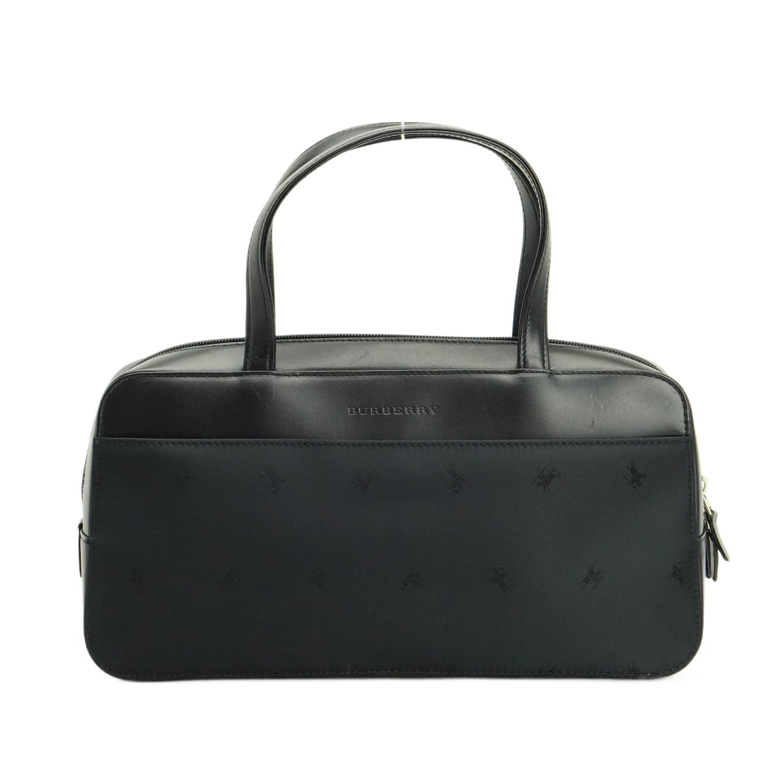 Burberry Nylon x Leather Checked Bag Black