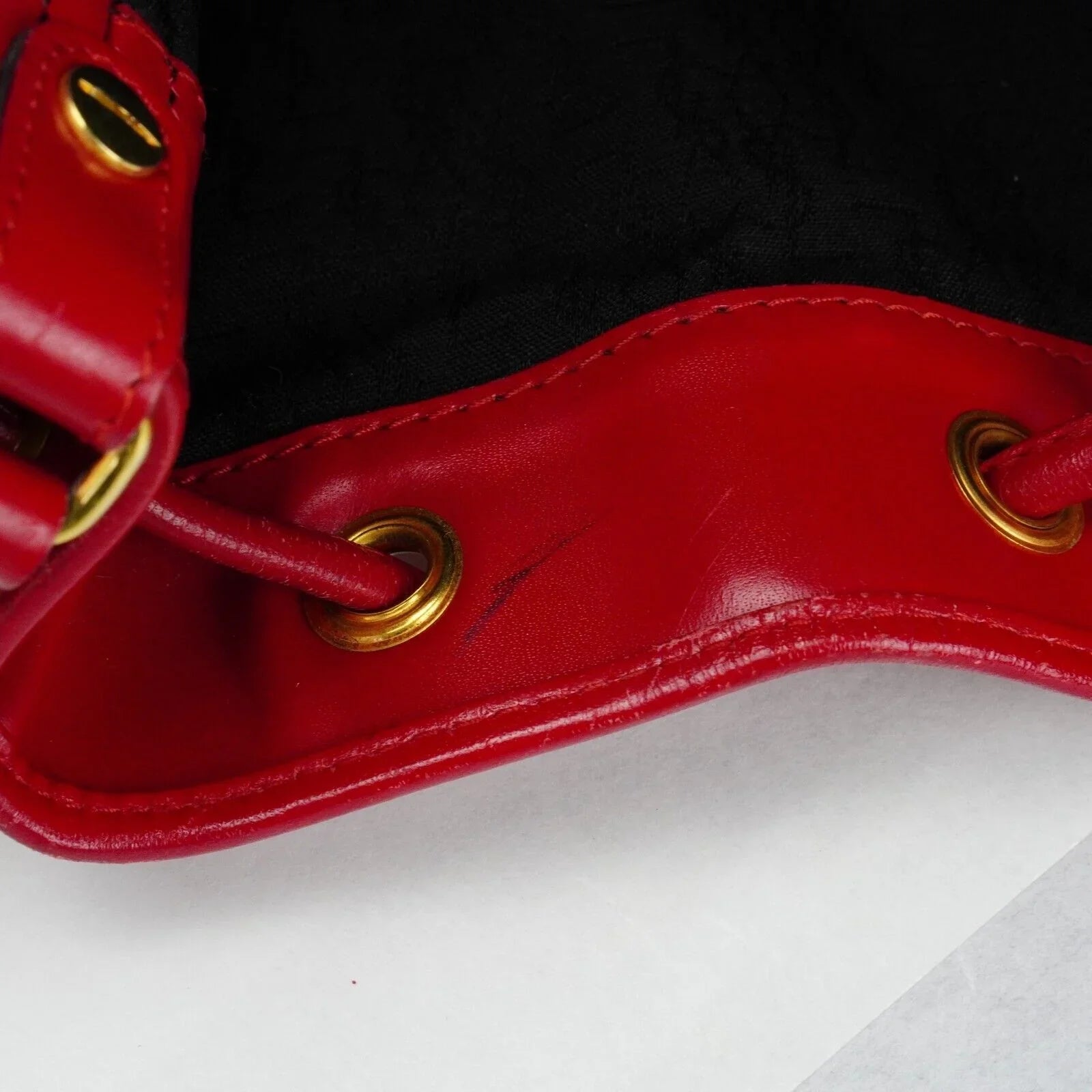 Yves Saint Laurent YSL Noe Canvas Bucket Drawstring Bag Red