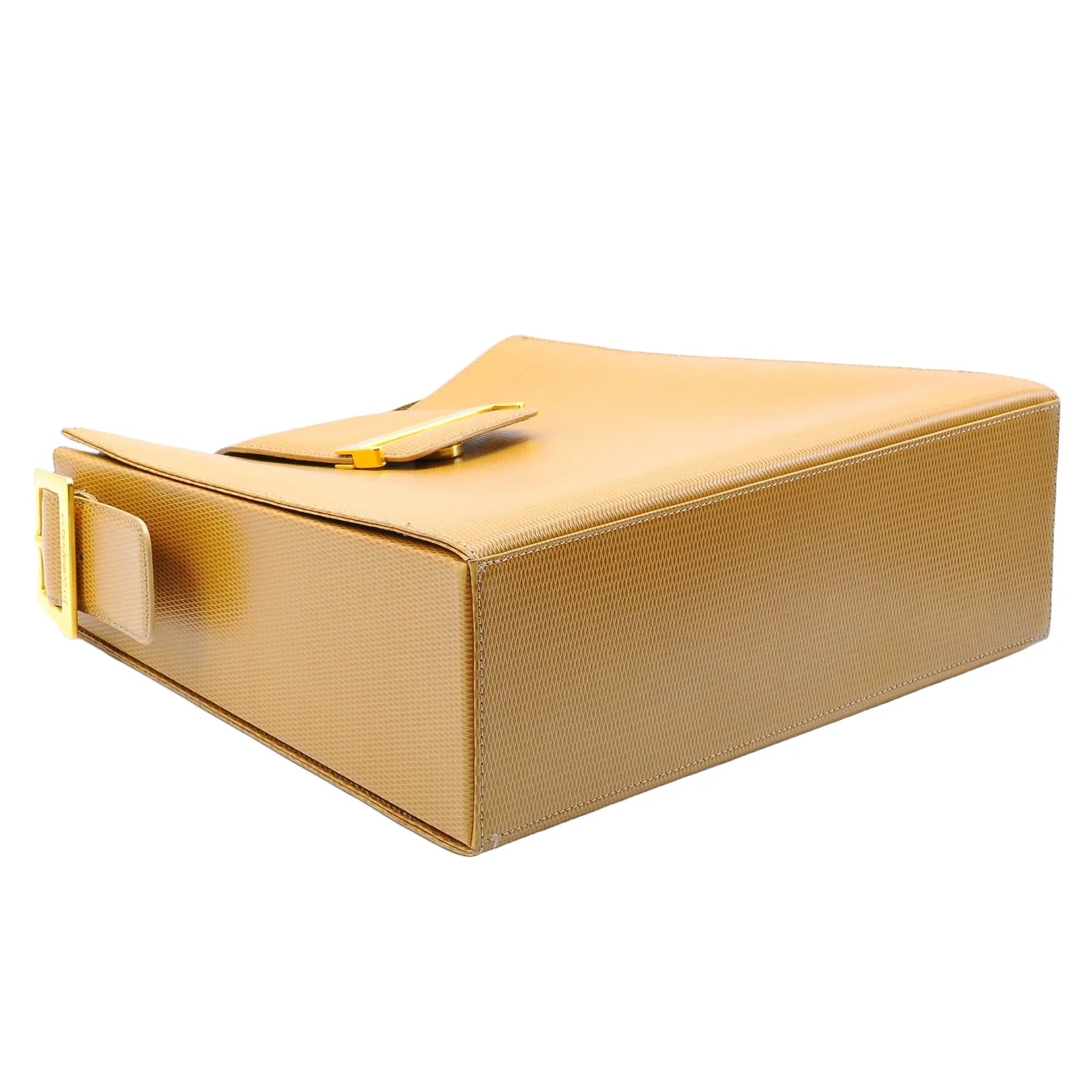 Yves Saint Laurent Lizard Embossed Leather Shoulder Bag Amber