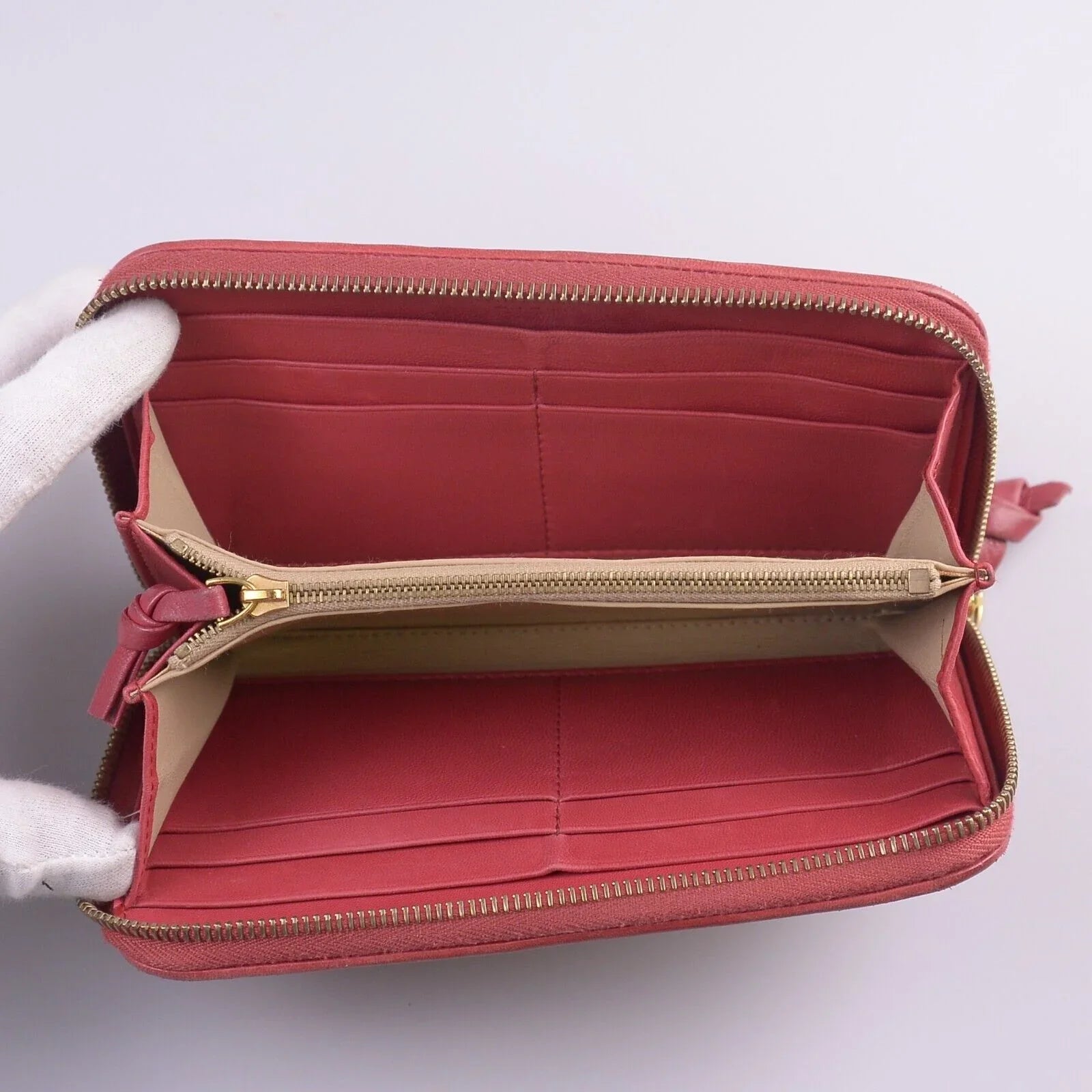 Bottega Veneta Intrecciato Zip Around Long Wallet Red