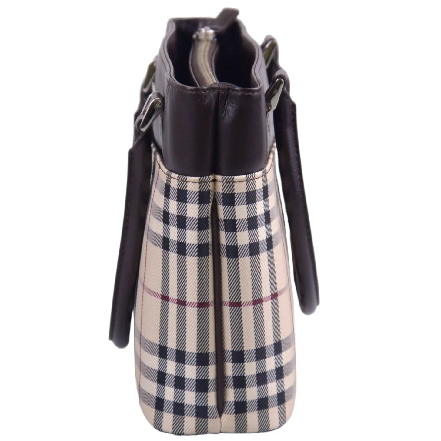 Burberry Plaid Canvas x Leather Mini Handbag
