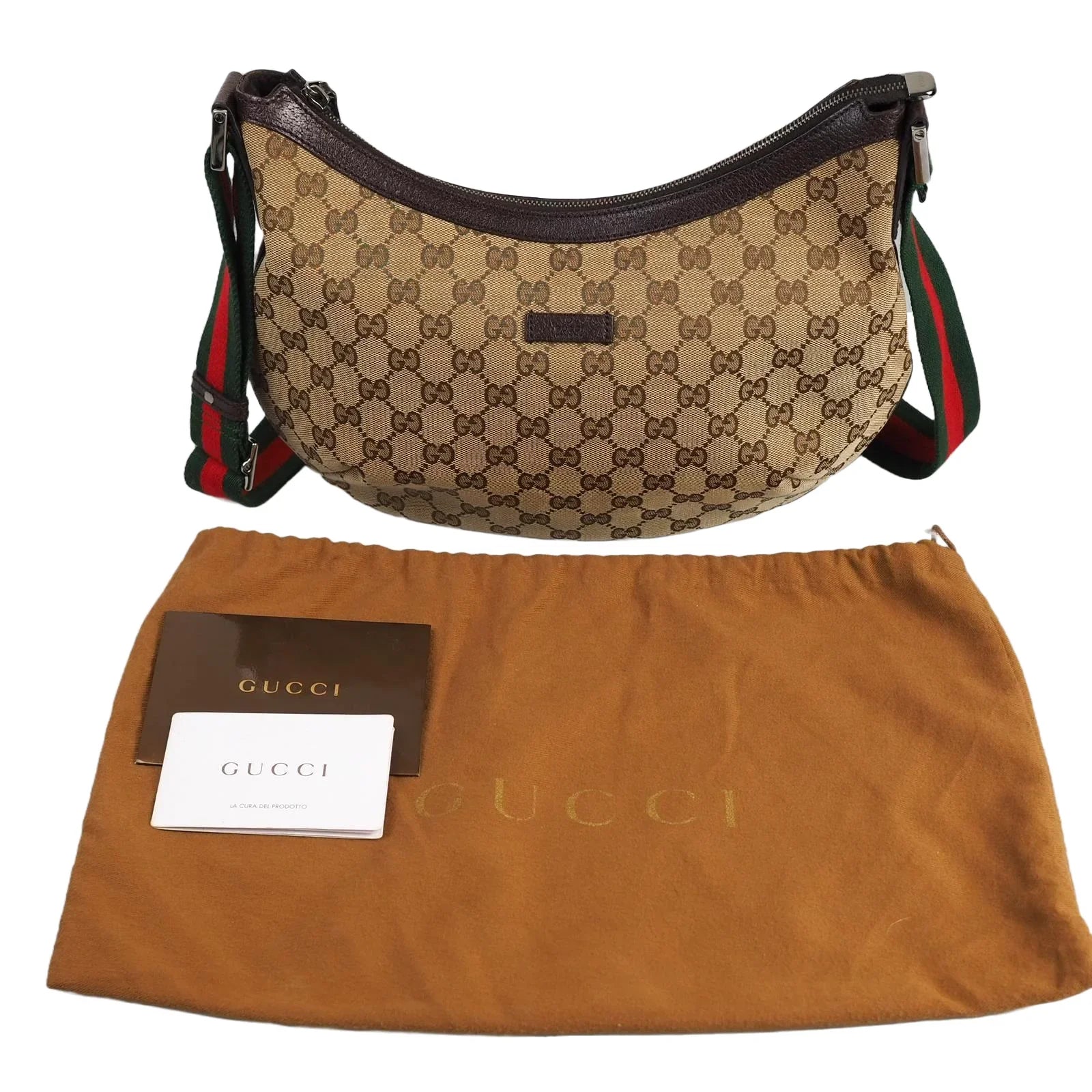 Gucci Crossbody Canvas Shoulder Bag Brown