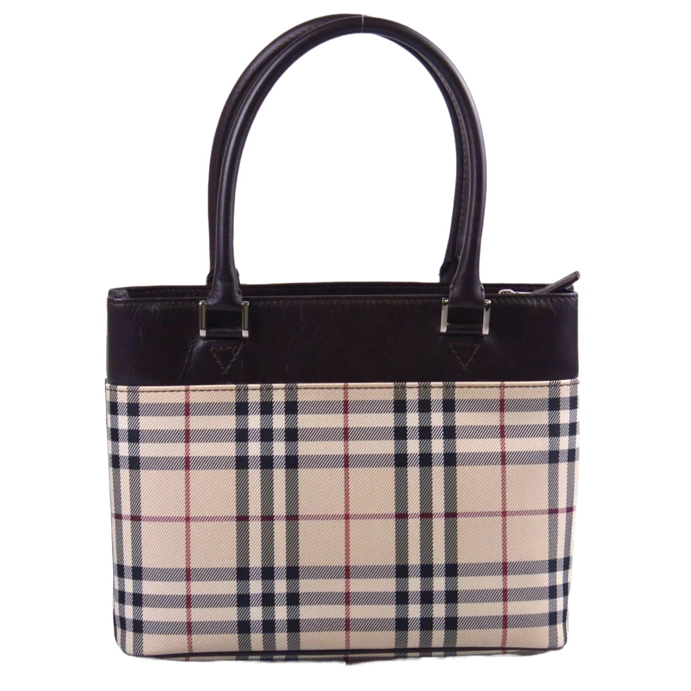 Burberry Plaid Canvas x Leather Mini Handbag