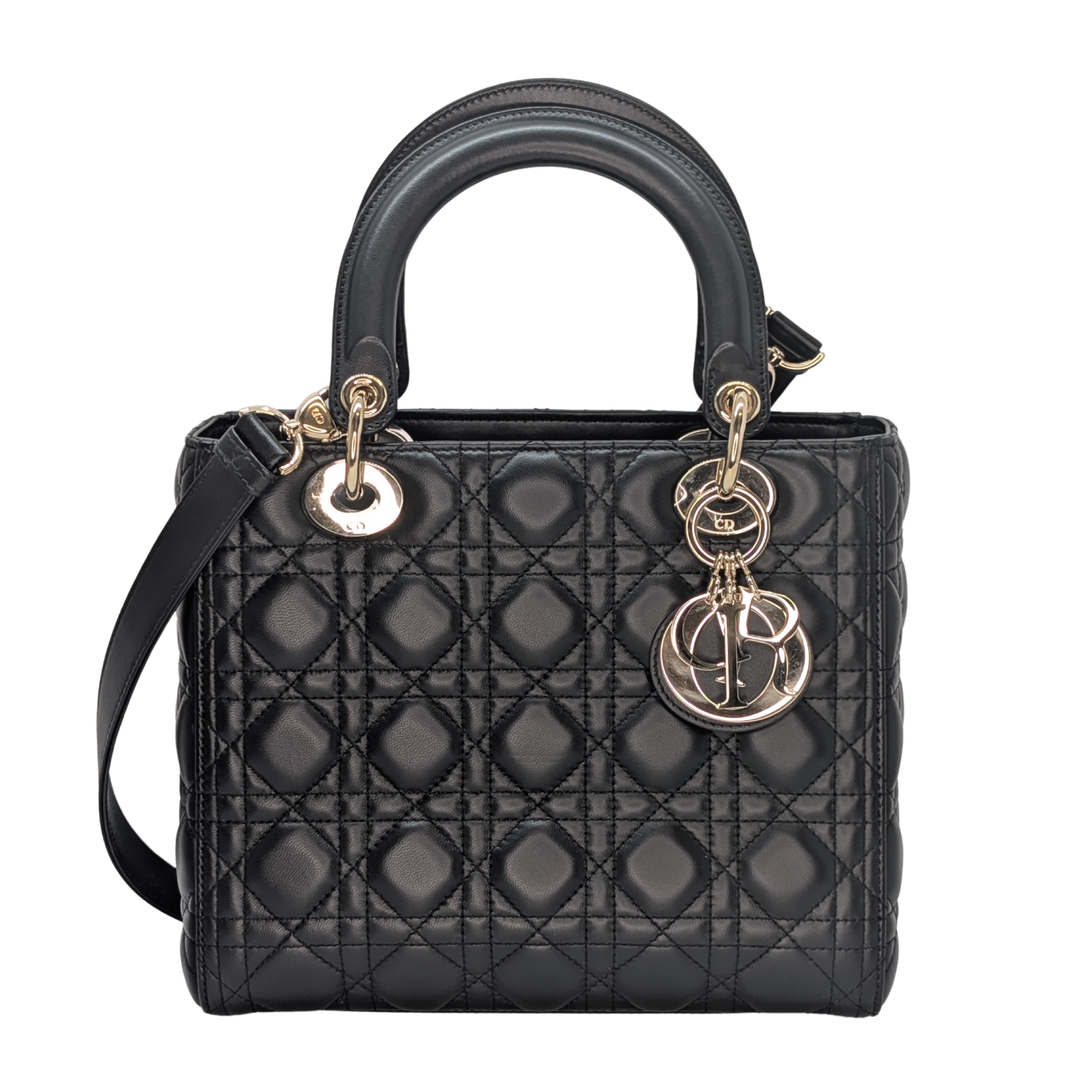 Dior Lambskin Cannage Medium Lady Dior Black