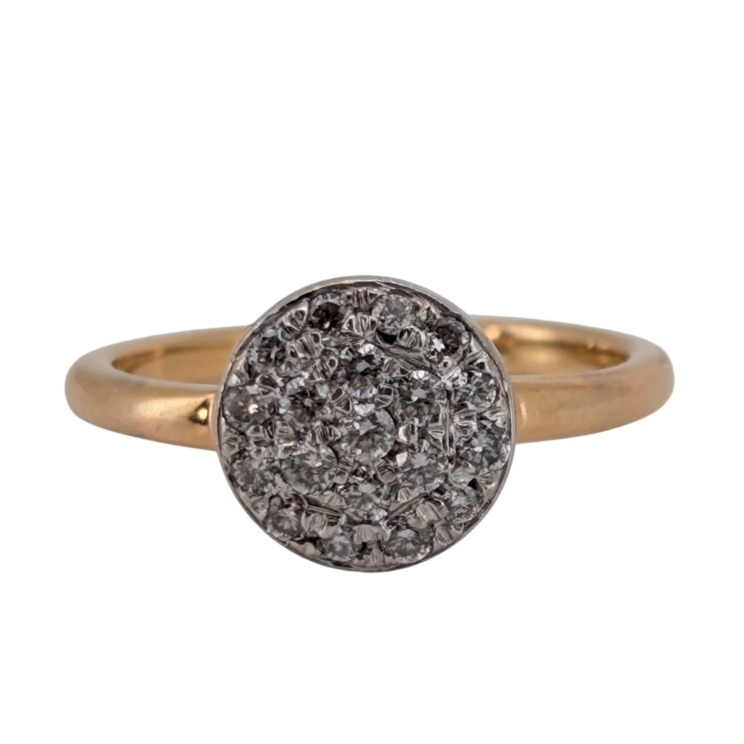 0.35Ct Natural Cluster Brilliant Cut Diamond Ring On 18K Gold