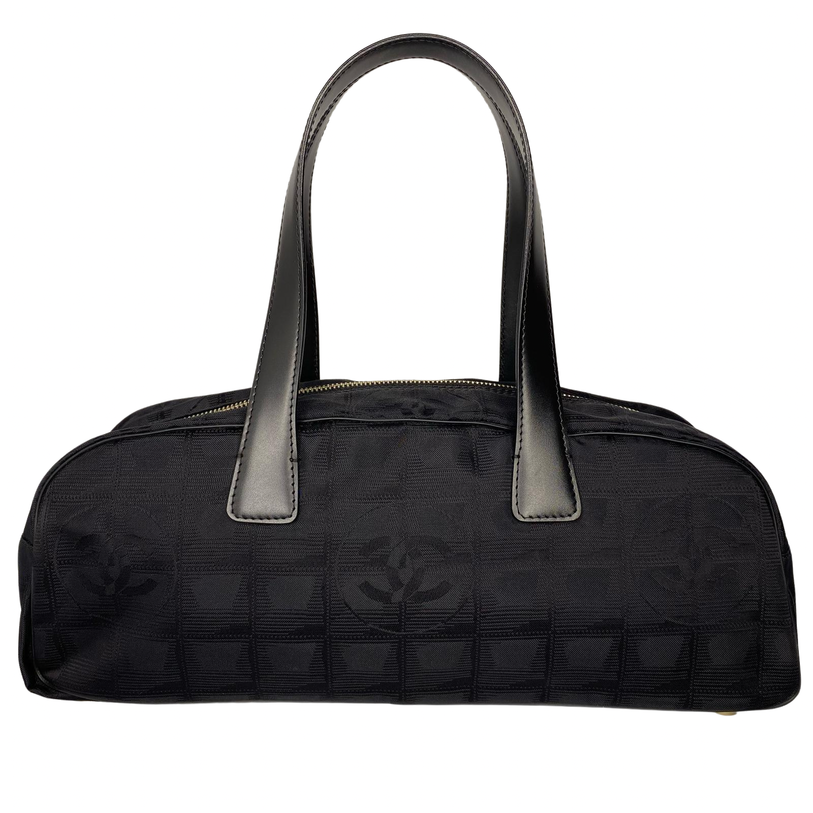 Chanel Nylon Travel Bowler Black Hand Bag