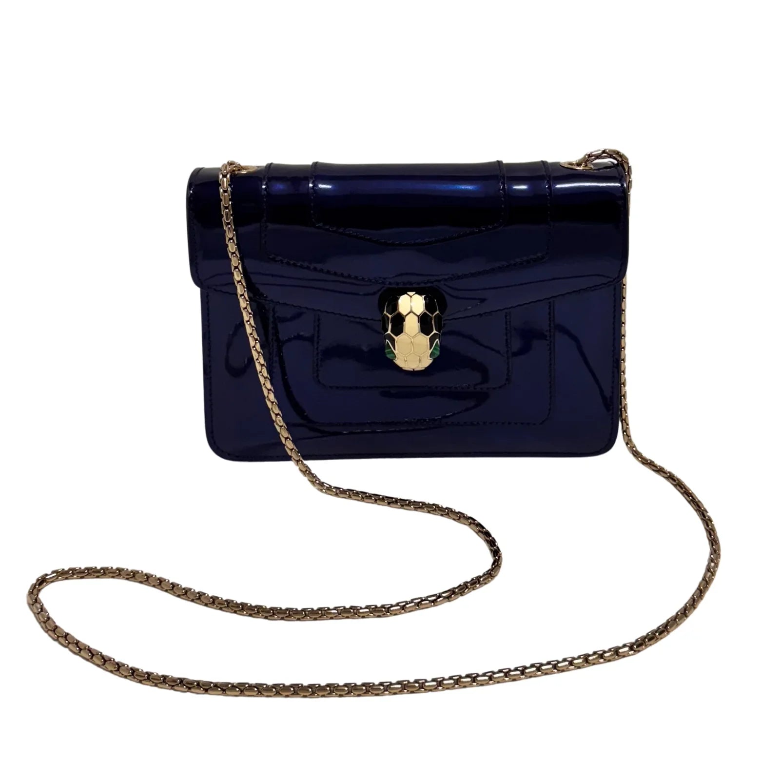 Bvlgari Serpenti patent leather handbag Blue
