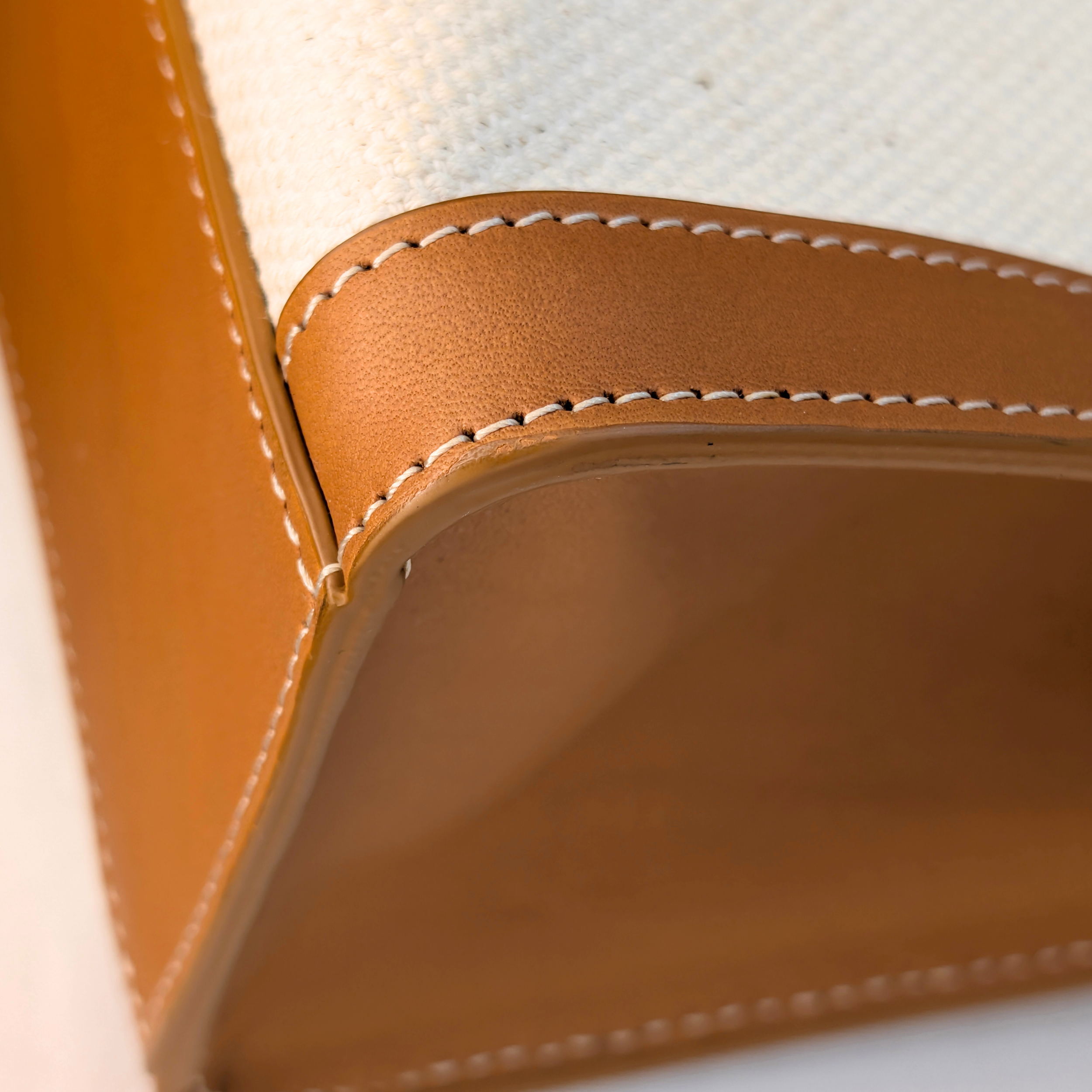 Celine Leather X Canvas Cabas Vertical Tote Bag Large