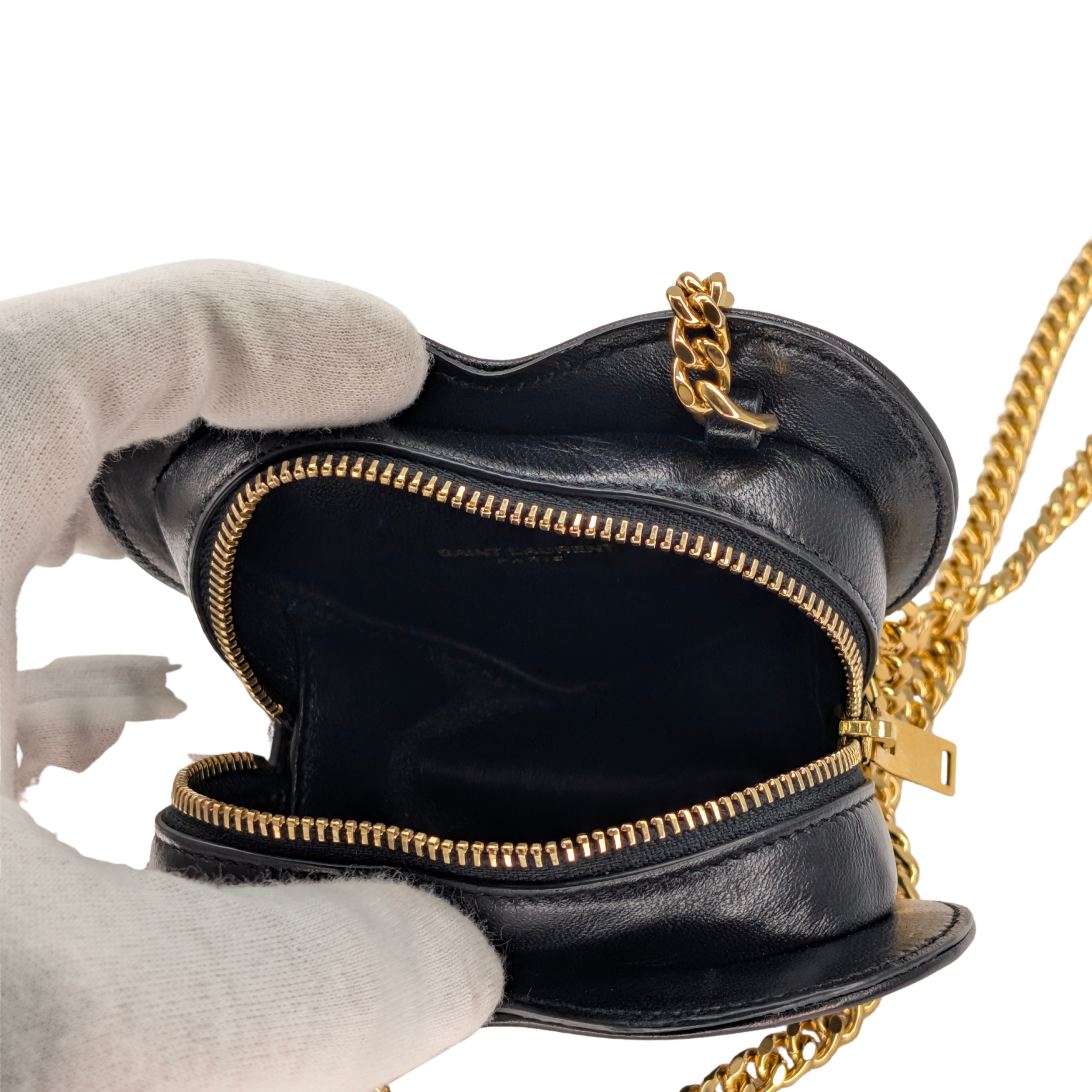 Yves Saint Laurent Mini Love Heart Leather Crossbody Bag Black